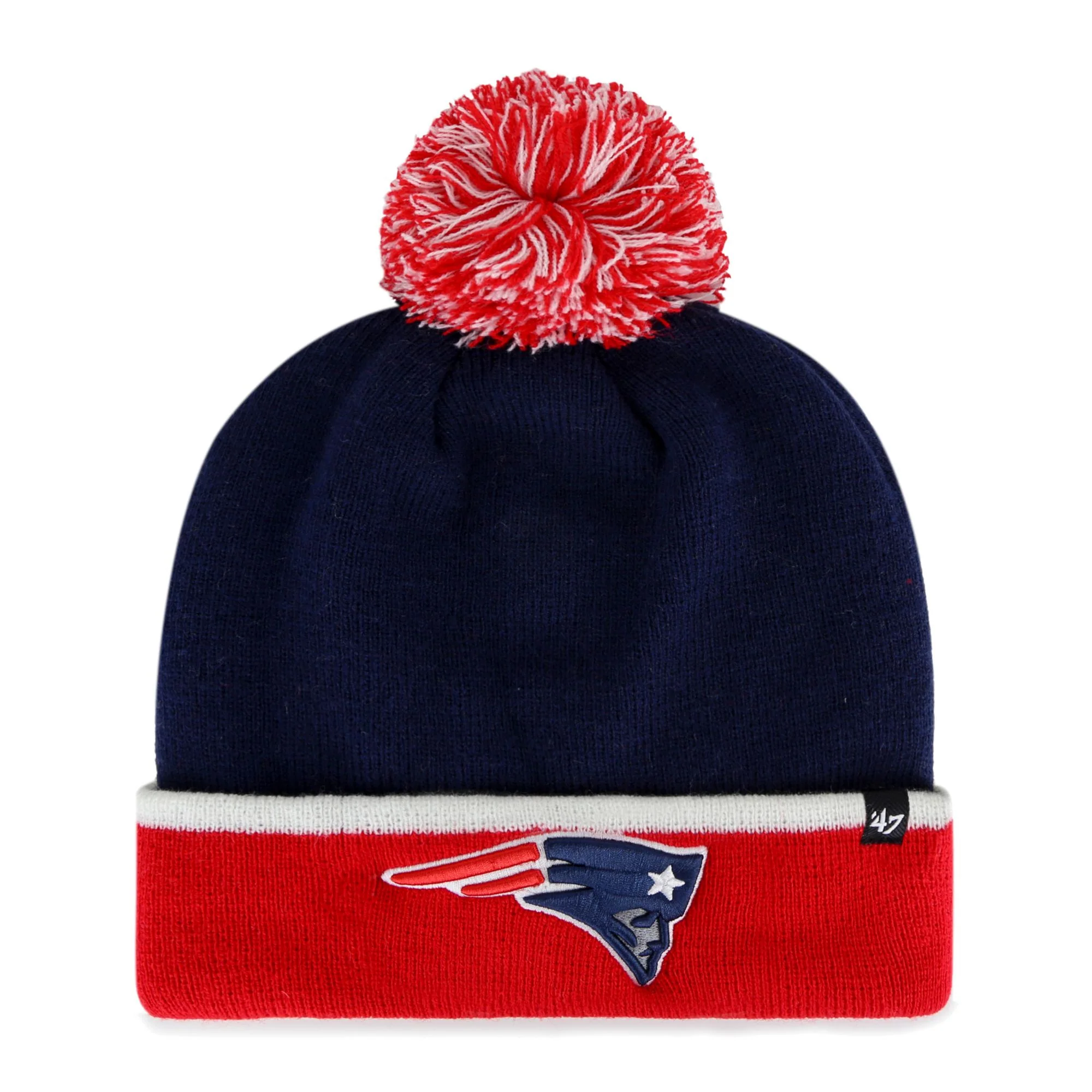 New England Patriots '47 Brand Baraka Navy Cuffed Pom Knit