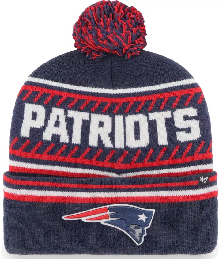 New England Patriots '47 Brand Ice Cap Cuffed Pom Knit Hat