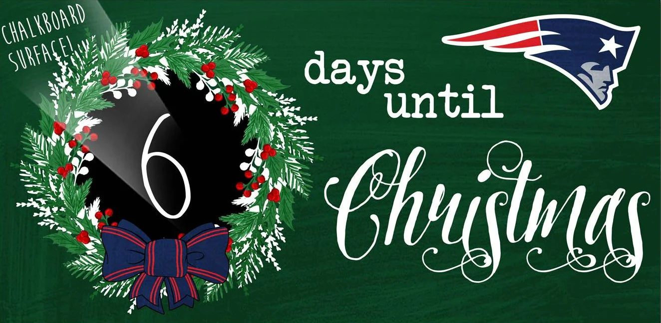 New England Patriots 6'' x 12'' Days Until Christmas Wood Sign