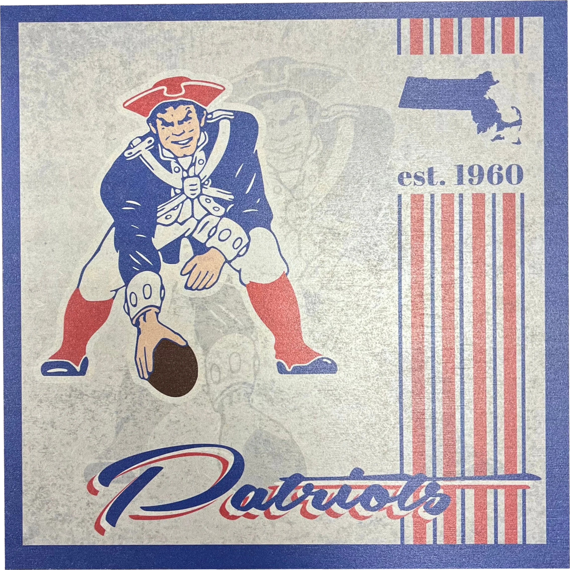 New England Patriots 9.5'' x 9.5'' Throwback Album Wood Sign