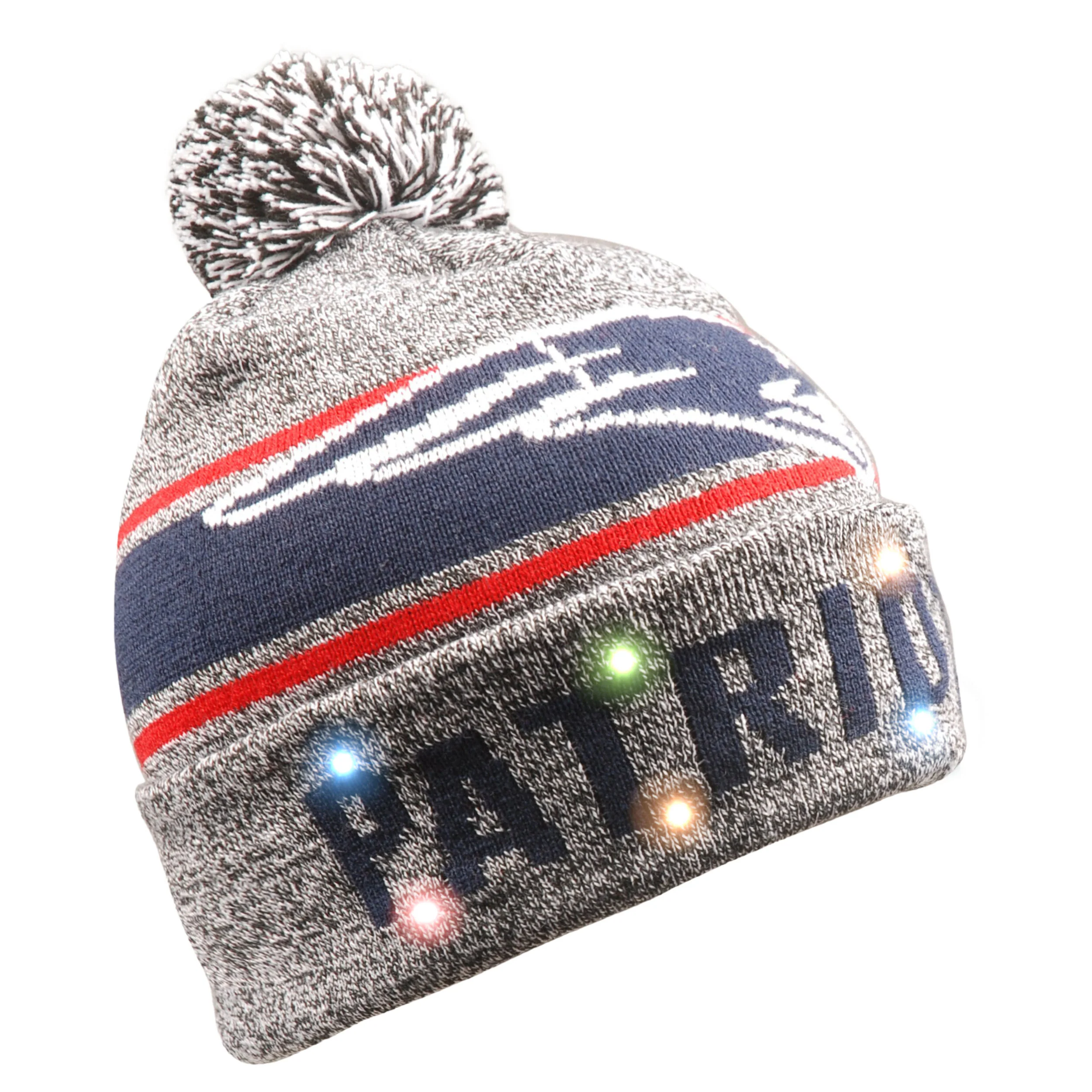 New England Patriots Gray Stripe Light Up Knit Beanie
