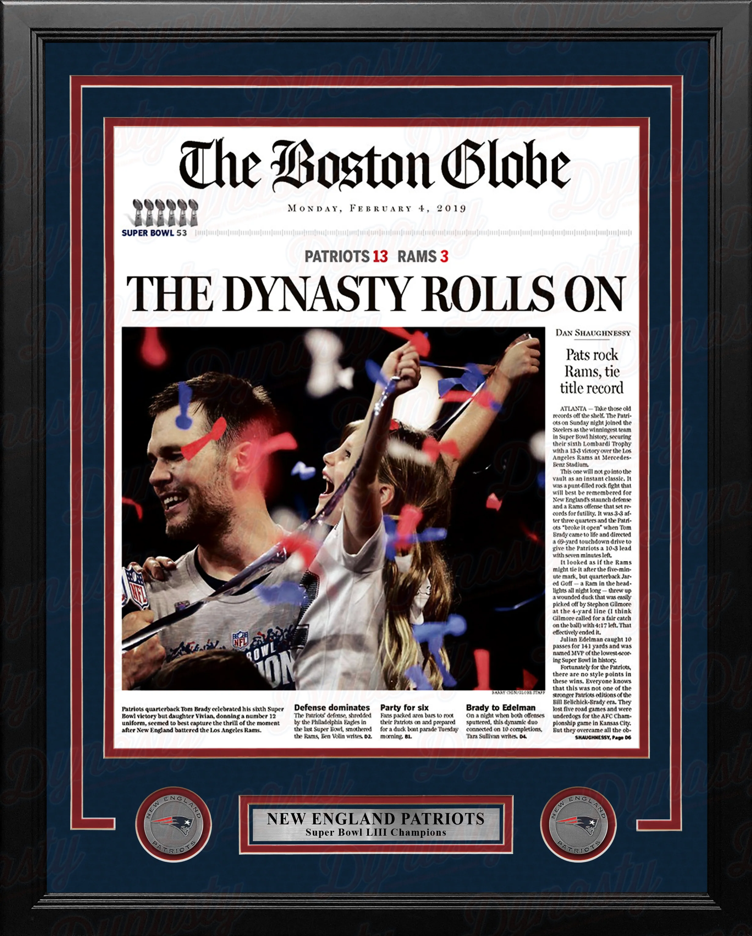 New England Patriots Super Bowl LIII Champions Framed Boston Globe Photo - Image 2