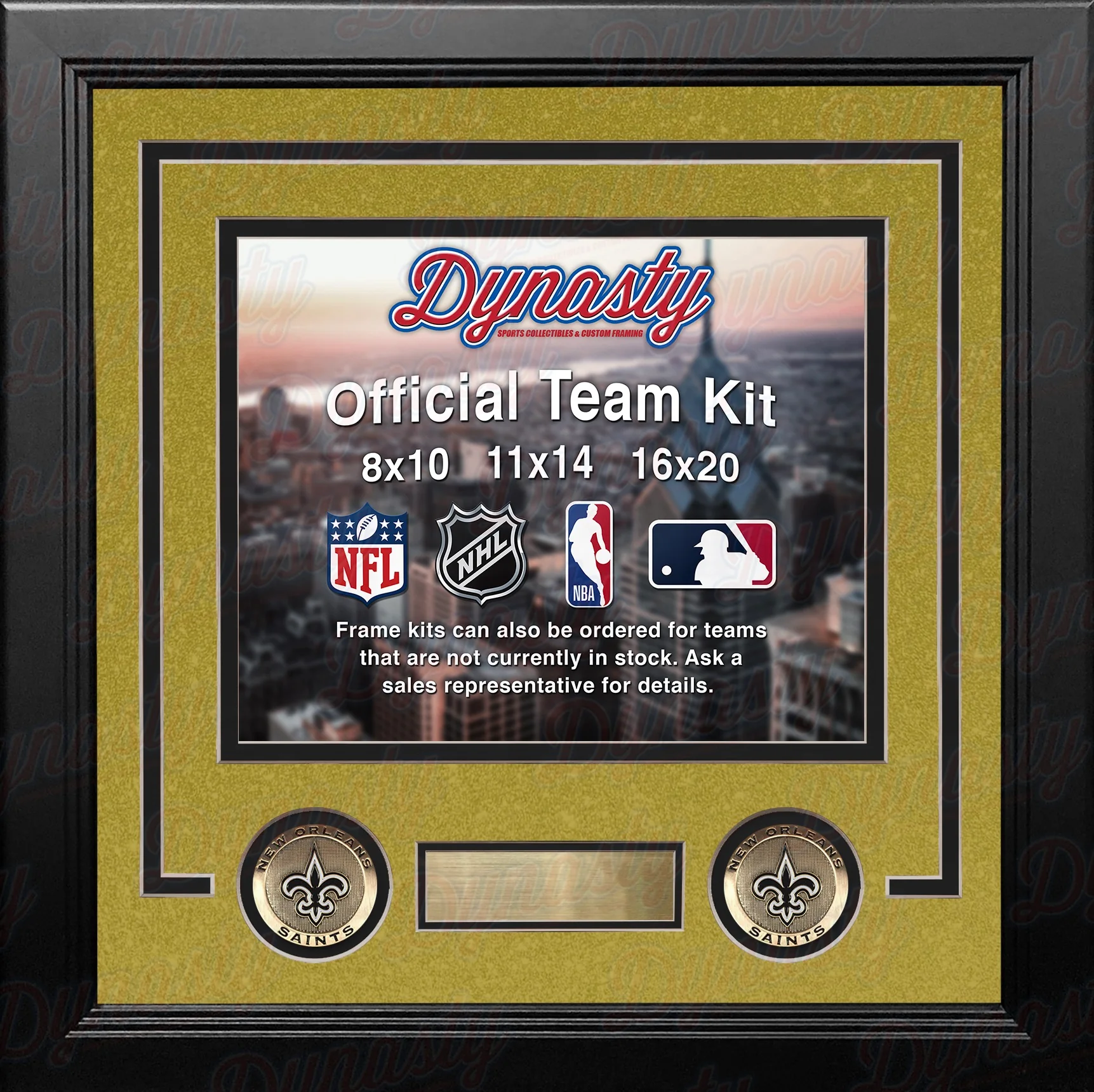 New Orleans Saints Custom NFL Football 8x10 Picture Frame Kit (Multiple Colors) - Image 2