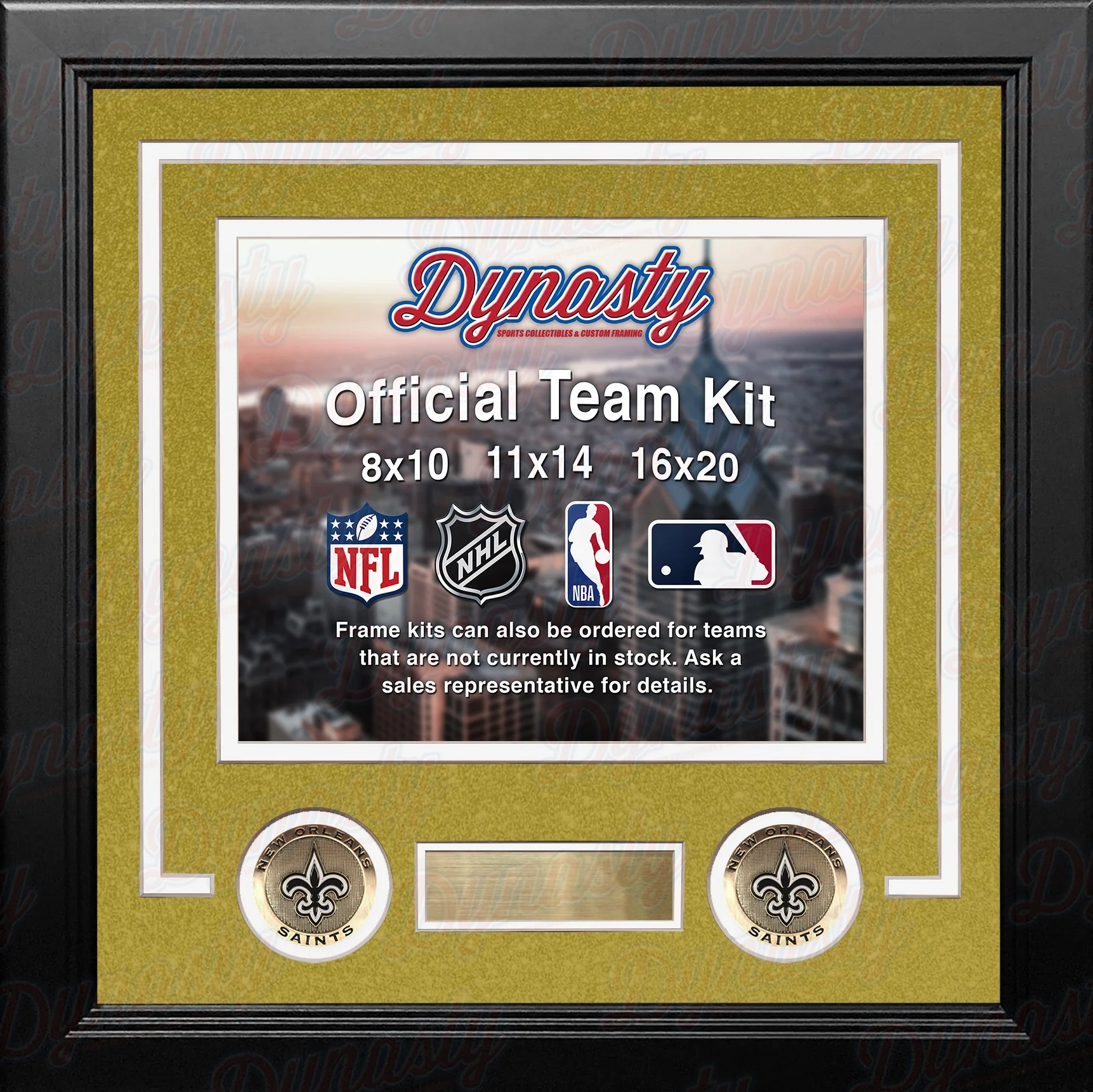 New Orleans Saints Custom NFL Football 8x10 Picture Frame Kit (Multiple Colors) - Image 3
