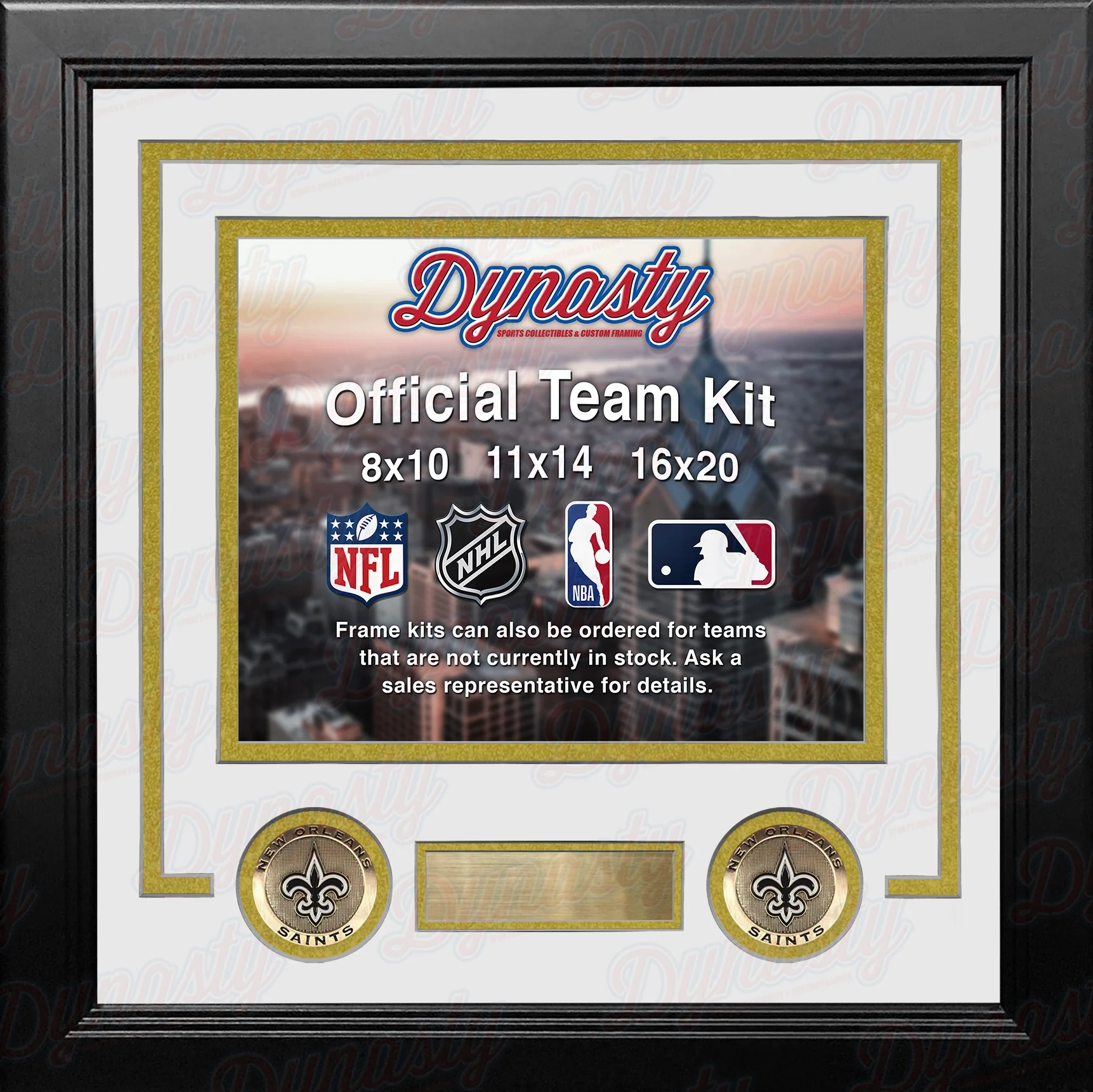 New Orleans Saints Custom NFL Football 8x10 Picture Frame Kit (Multiple Colors) - Image 4