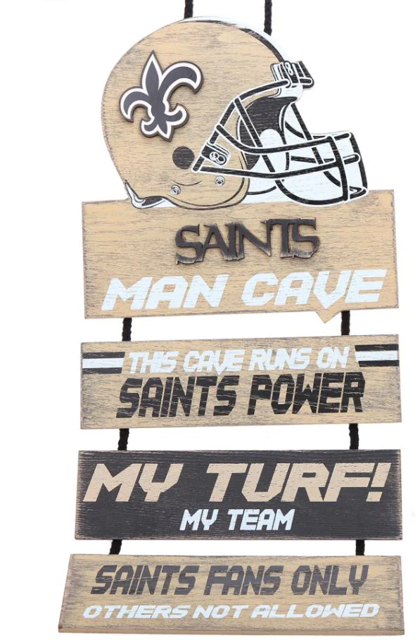 New Orleans Saints Wooden Helmet Man Cave Dangle Sign