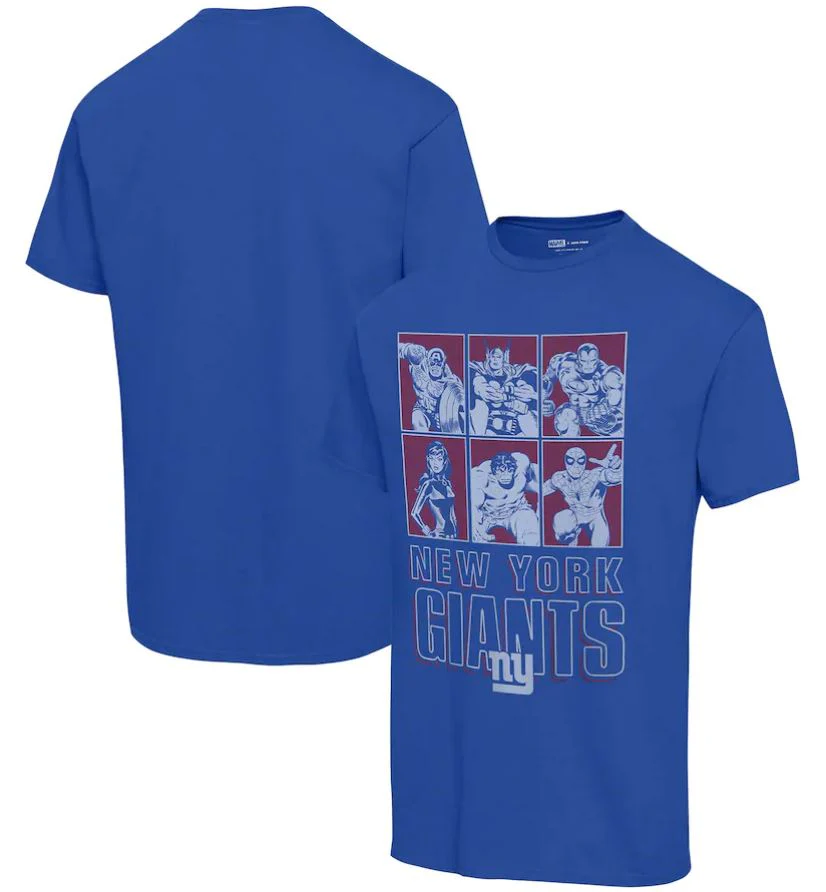 New York Giants Marvel Avengers Line-Up Vintage Football T-Shirt