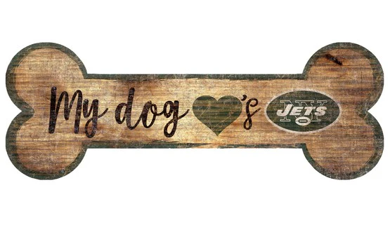 New York Jets Football Dog Bone Wooden Sign