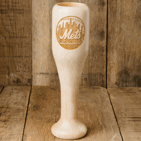 New York Mets Wind Up Baseball Wood Wine Mug