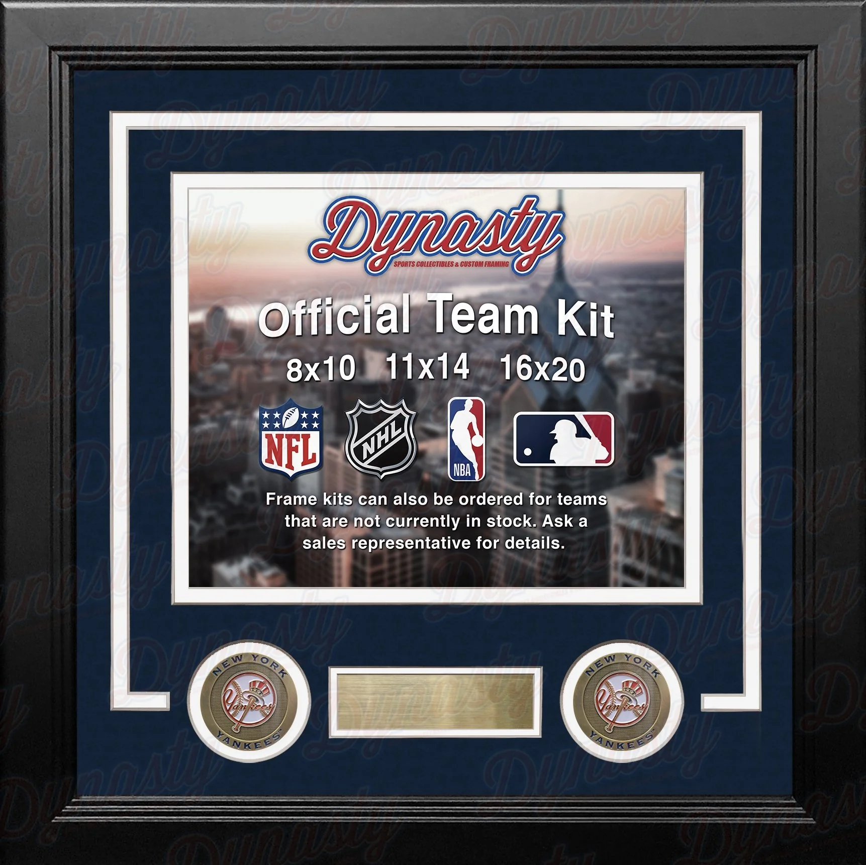 New York Yankees Custom MLB Baseball 11x14 Picture Frame Kit (Multiple Colors)