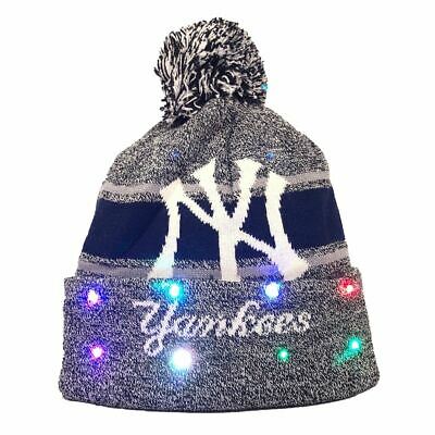 New York Yankees Gray Stripe Light Up Knit Beanie