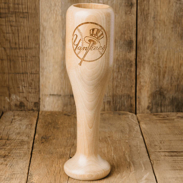 New York Yankees Wind Up Baseball Wood Wine Mug