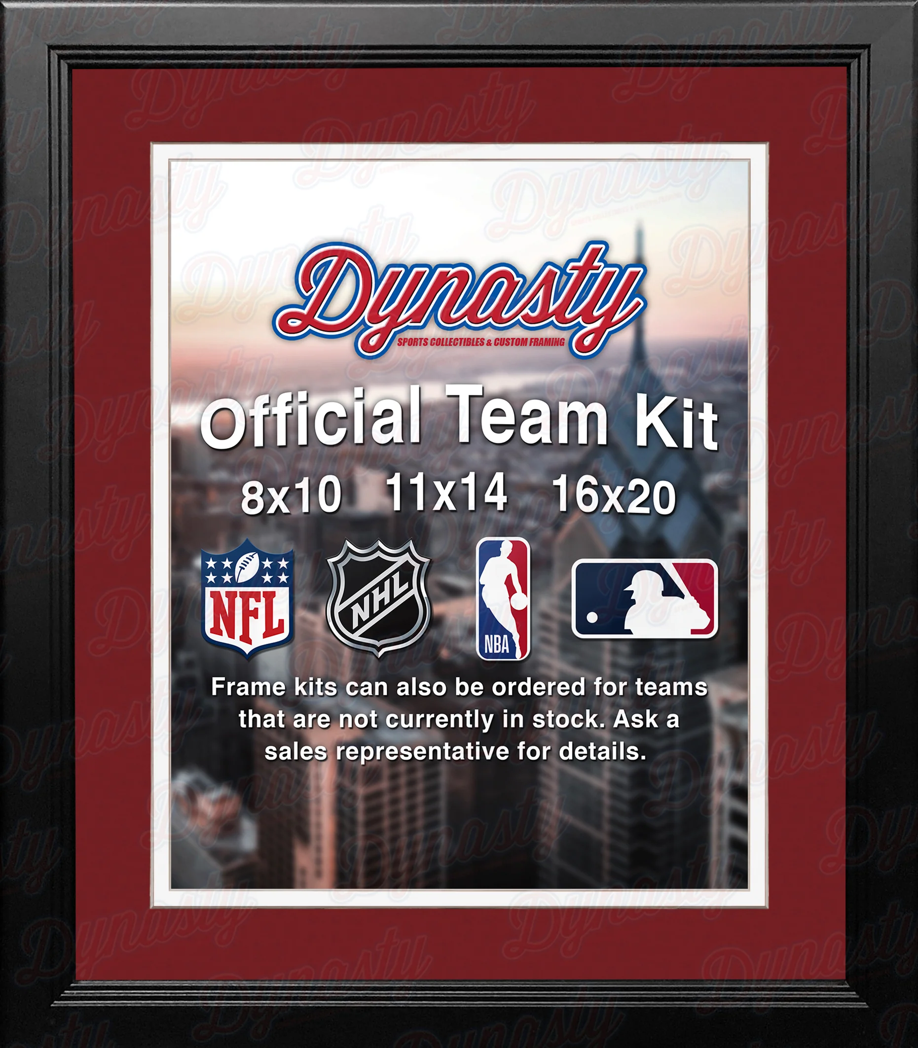 NHL Hockey Photo Picture Frame Kit - Detroit Red Wings (Red Matting, White Trim) - Image 2