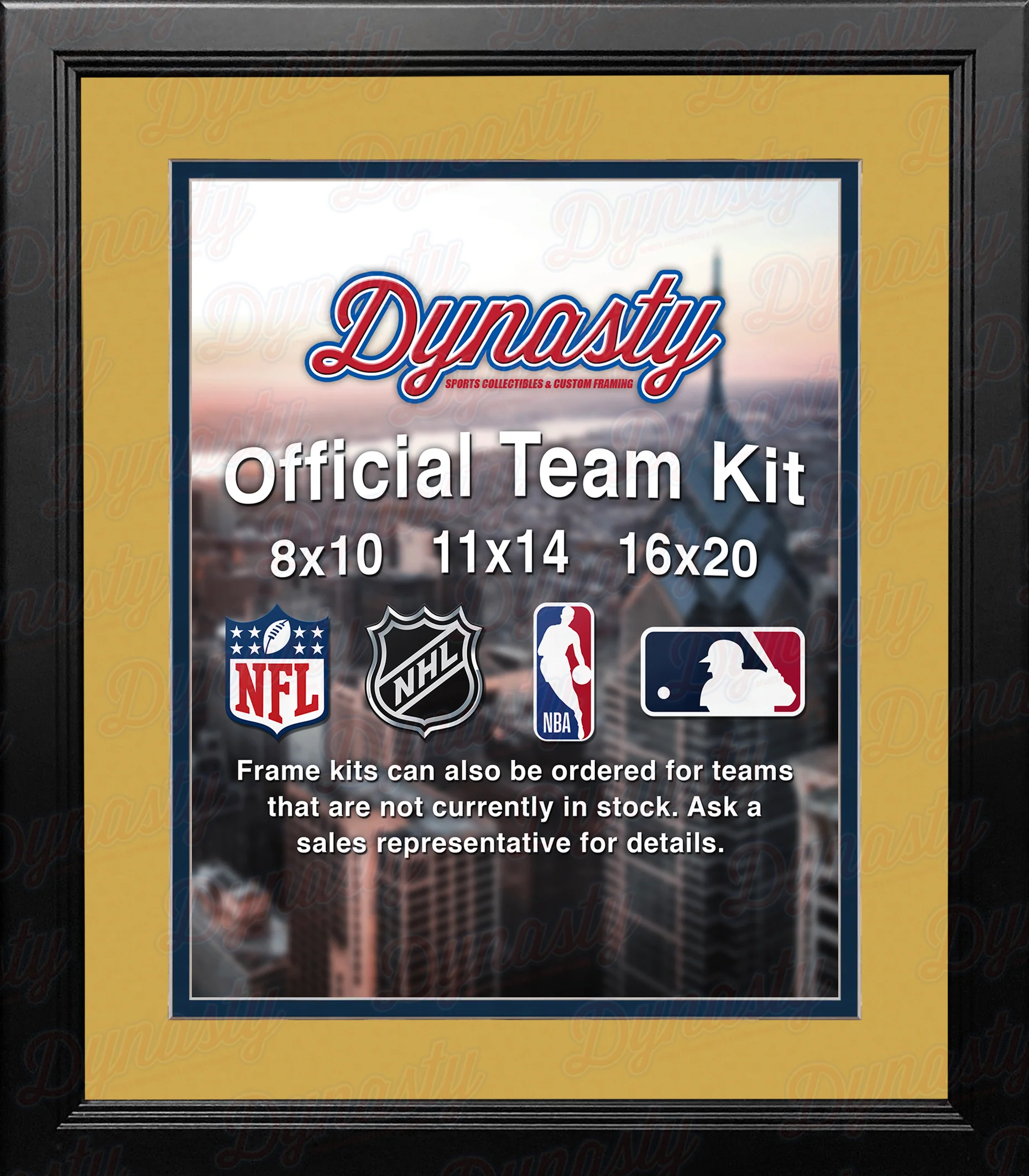 NHL Hockey Photo Picture Frame Kit - Nashville Predators (Yellow Matting, Navy Trim) - Image 2