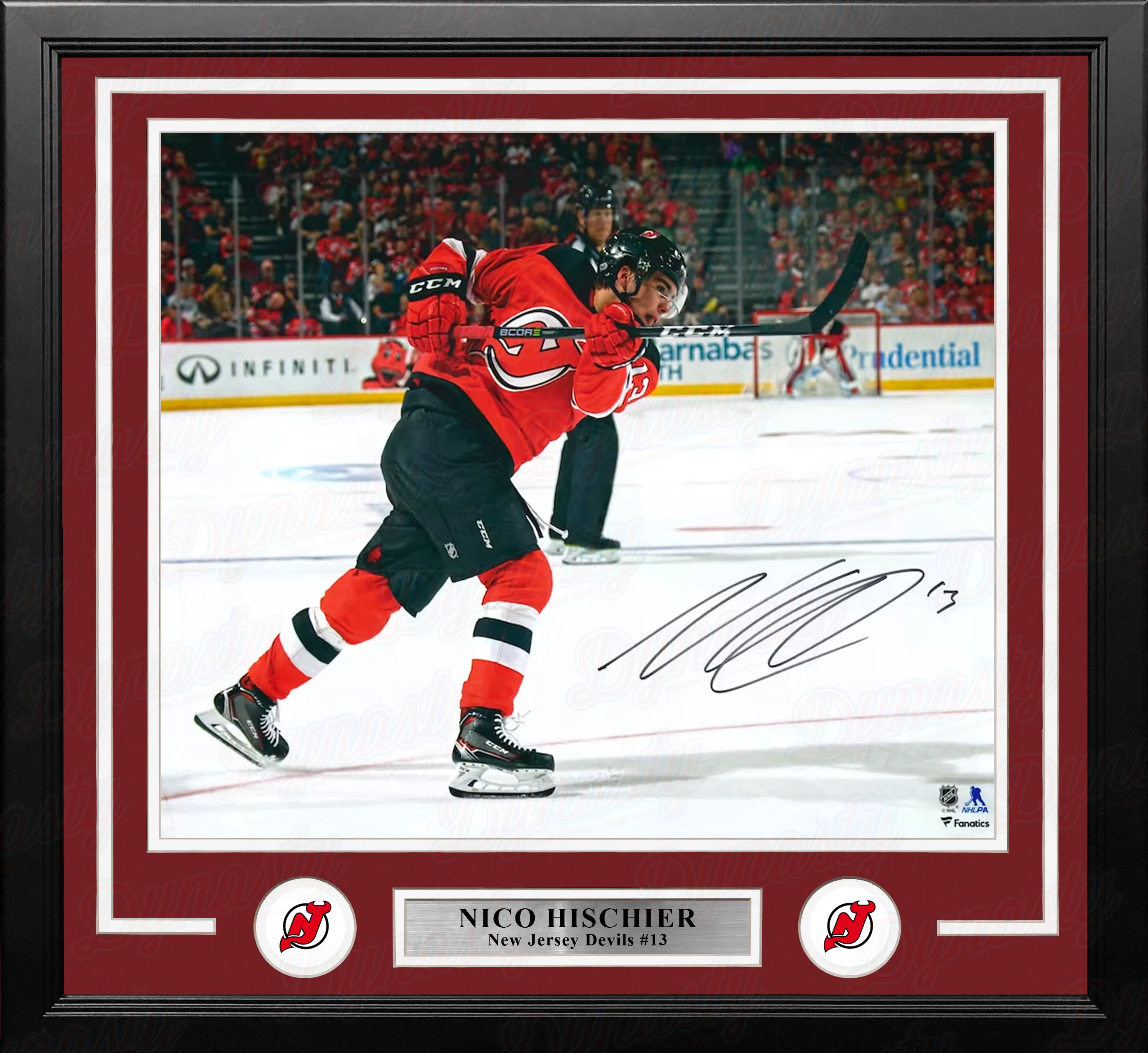 Nico Hischier Shooting Action New Jersey Devils Autographed 16" x 20" Framed Hockey Photo