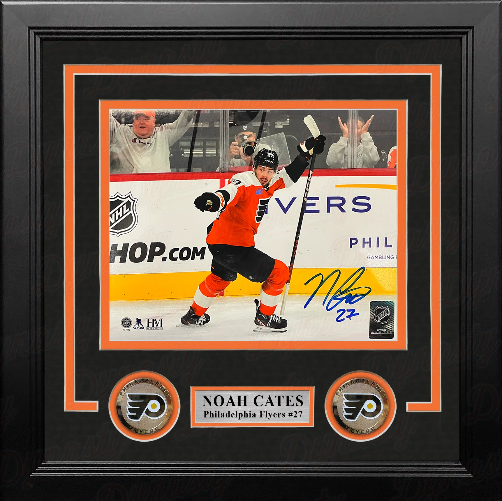 Noah Cates Celebration Autographed Philadelphia Flyers 8" x 10" Framed Hockey Photo