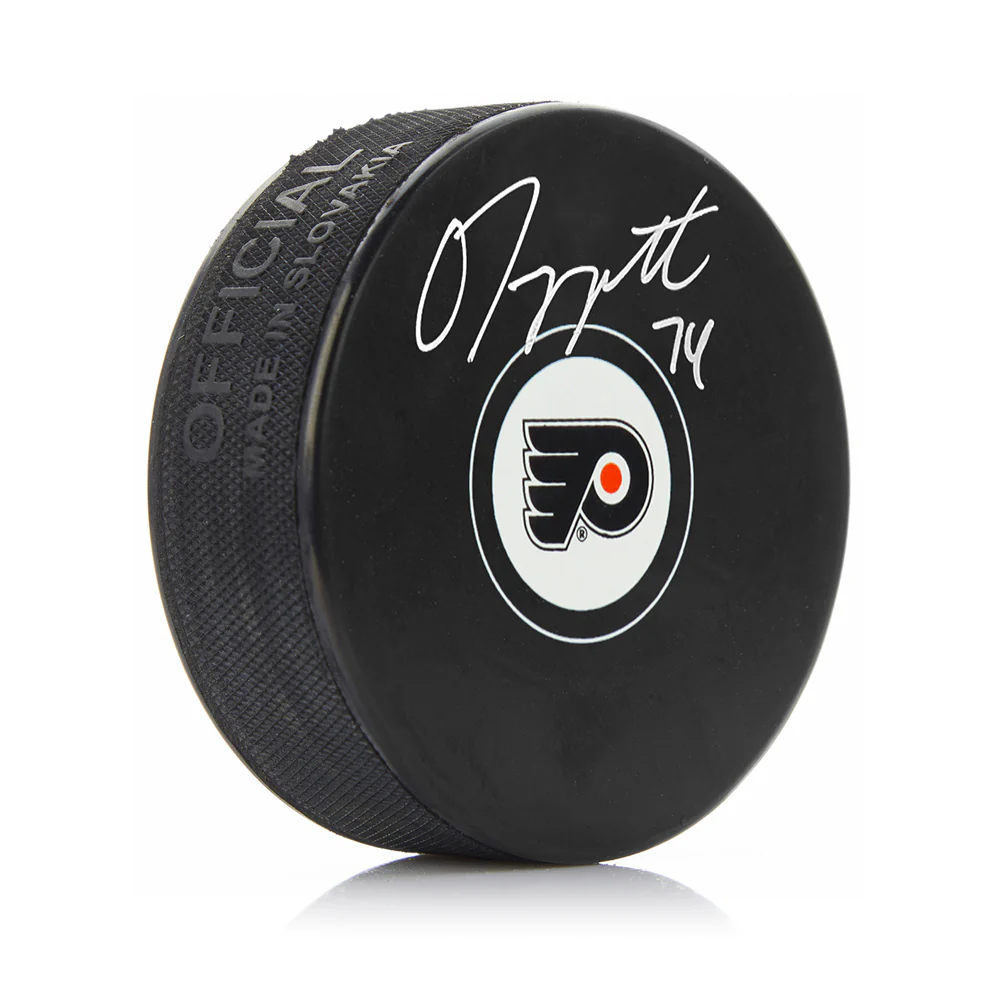 Owen Tippett Autographed Philadelphia Flyers Hockey Logo Puck - Image 2