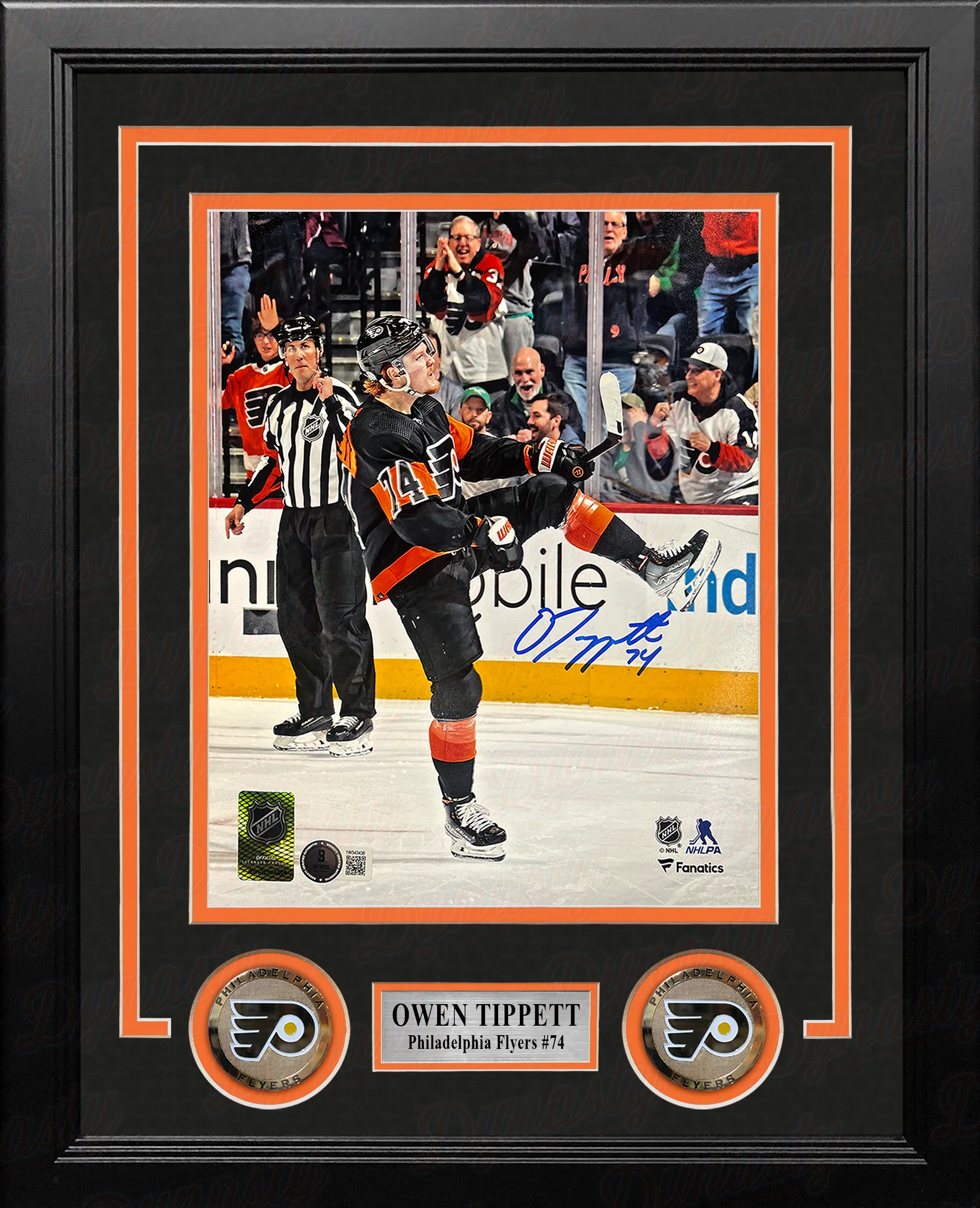 Owen Tippett Goal Celebration Philadelphia Flyers Autographed 8" x 10" Framed Hockey Photo - Image 2