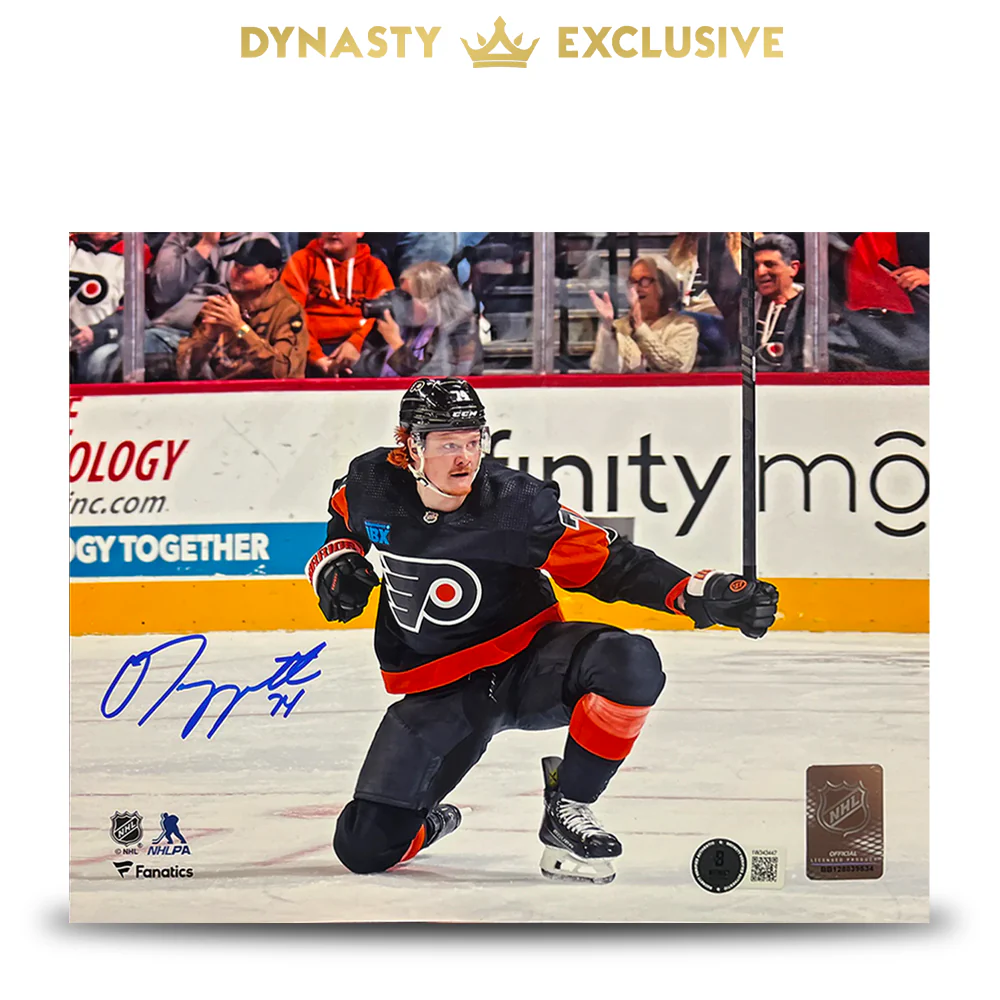 Owen Tippett Knee Celebration Philadelphia Flyers Autographed 8" x 10" Hockey Photo