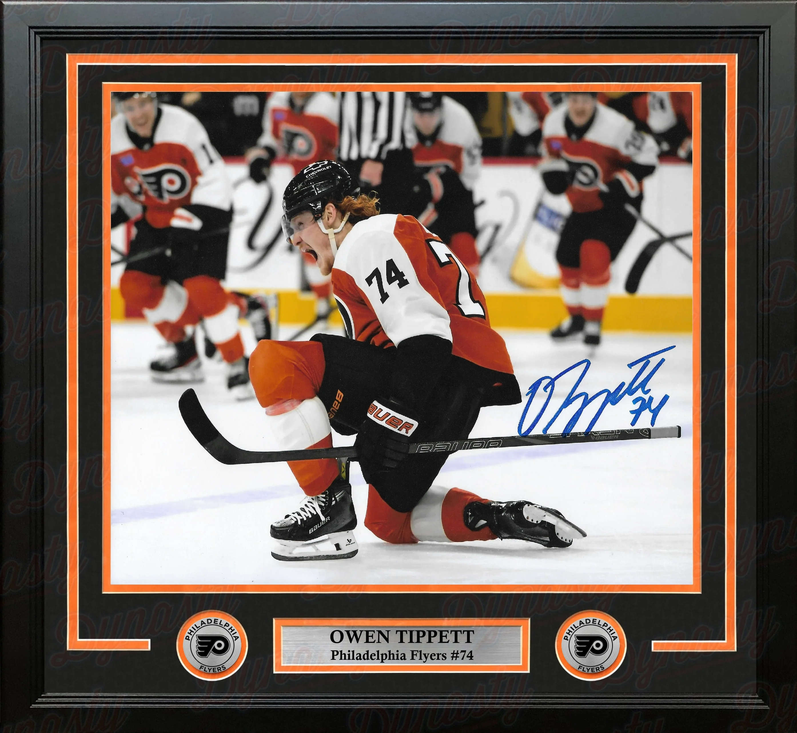 Owen Tippett Scream Autographed Philadelphia Flyers 16" x 20" Framed Hockey Photo