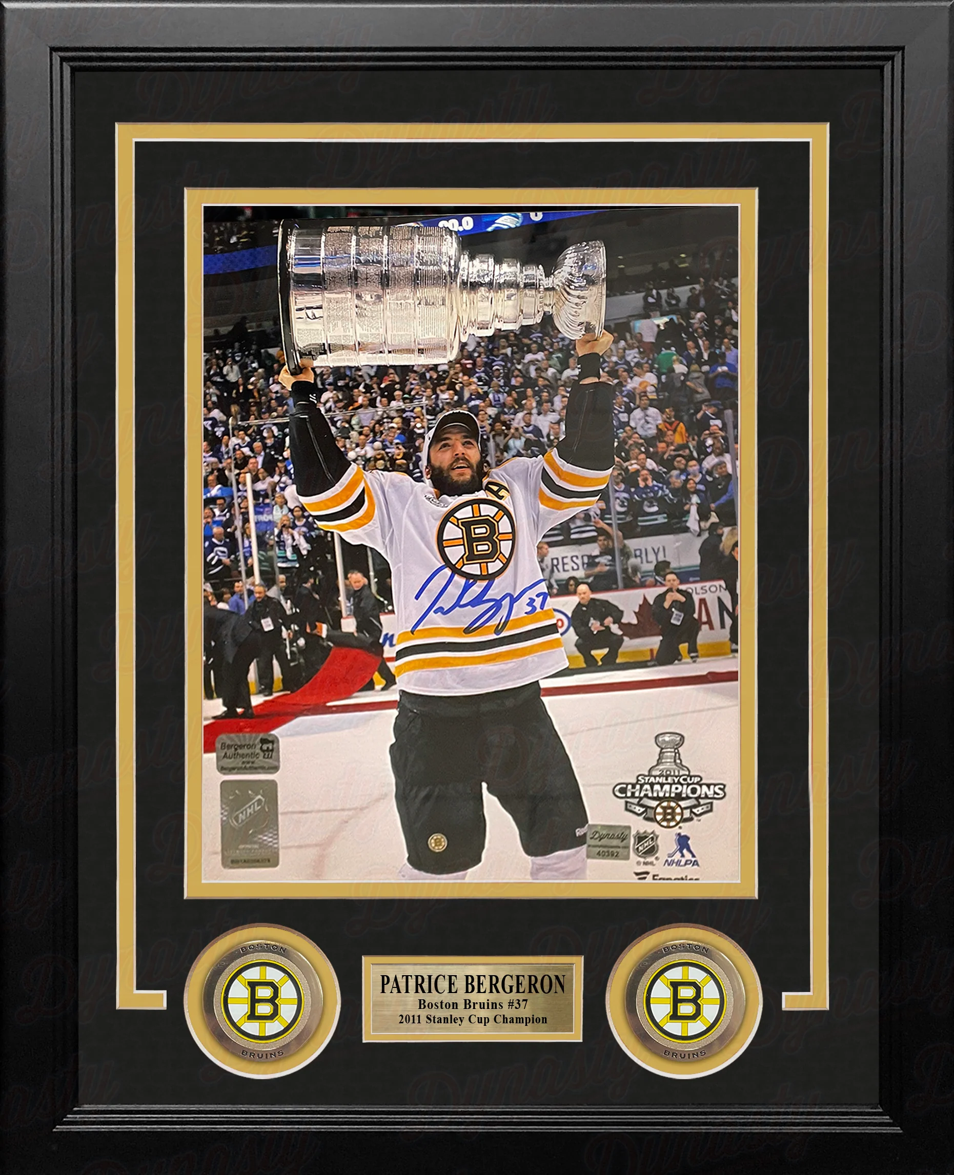 Patrice Bergeron 2011 Stanley Cup Boston Bruins Autographed 8" x 10" Framed Hockey Photo