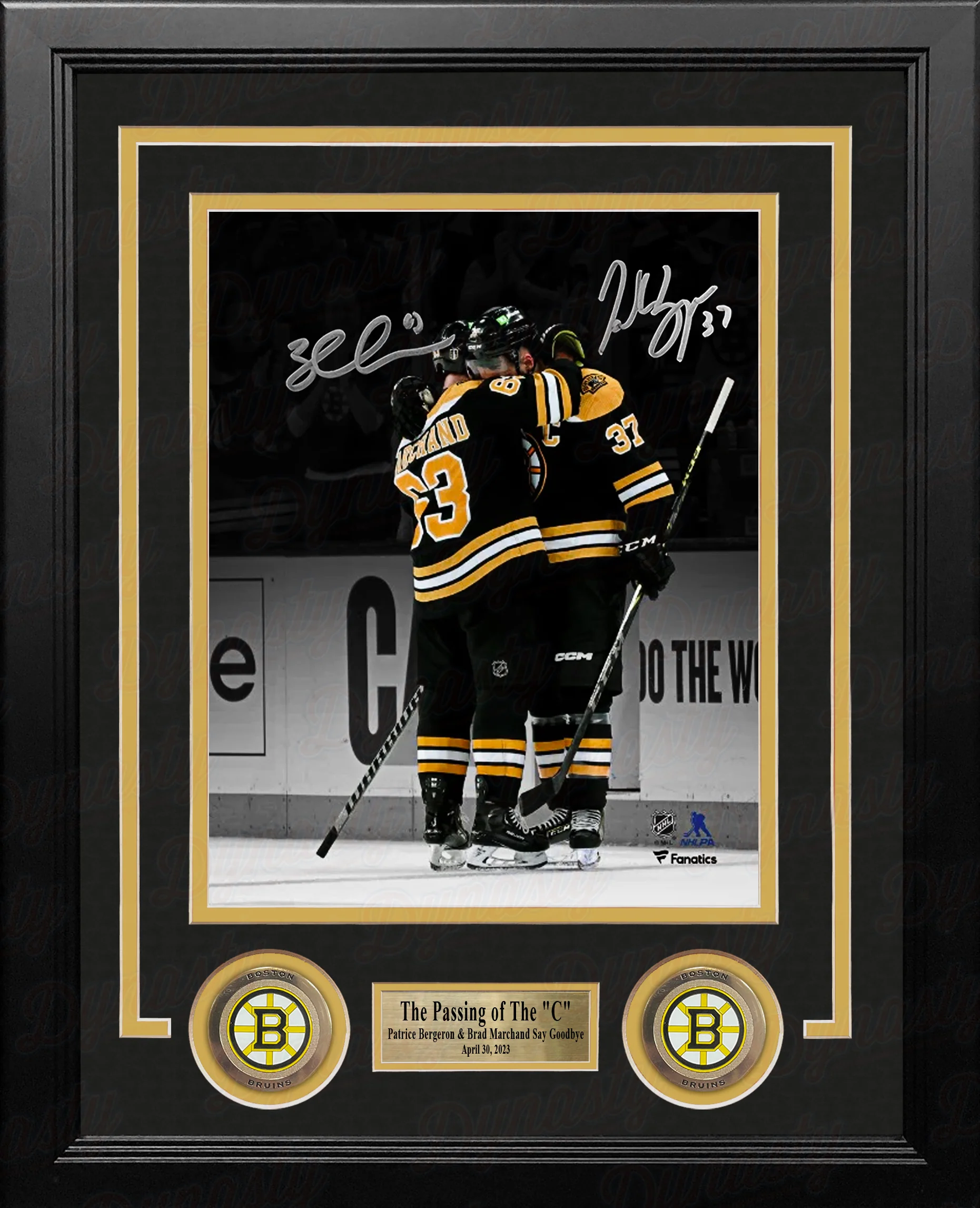 Patrice Bergeron & Brad Marchand Final Game Hug Boston Bruins Autographed 8" x 10" Framed Photo