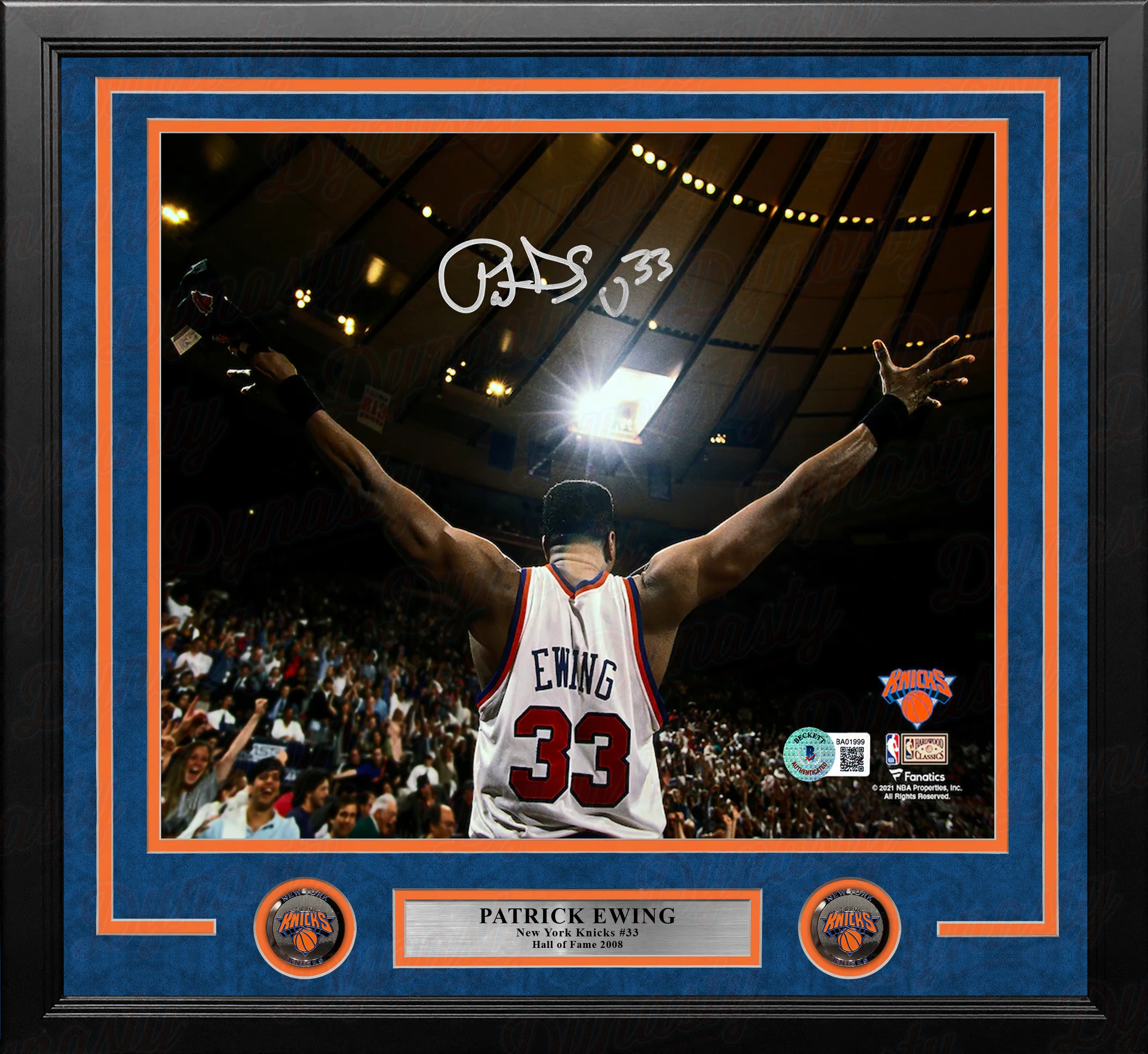 Patrick Ewing Celebration New York Knicks Autographed 11" x 14" Framed Basketball Photo