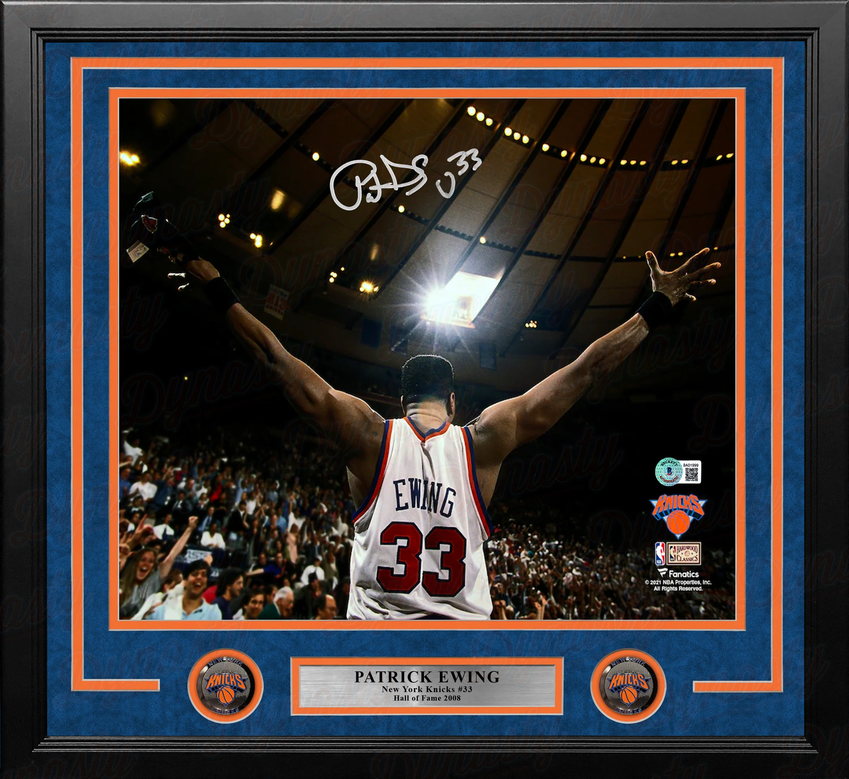 Patrick Ewing Celebration New York Knicks Autographed 16" x 20" Framed Basketball Photo