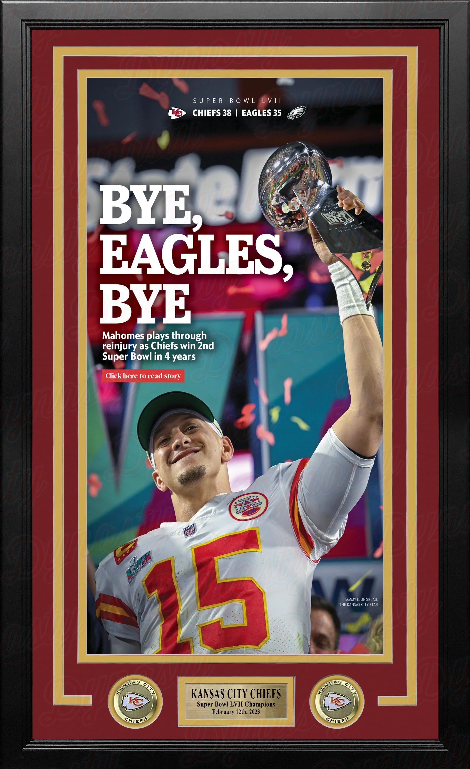 Patrick Mahomes Kansas City Chiefs Super Bowl Champions Framed Newspapers (3 Super Bowls) - Image 2