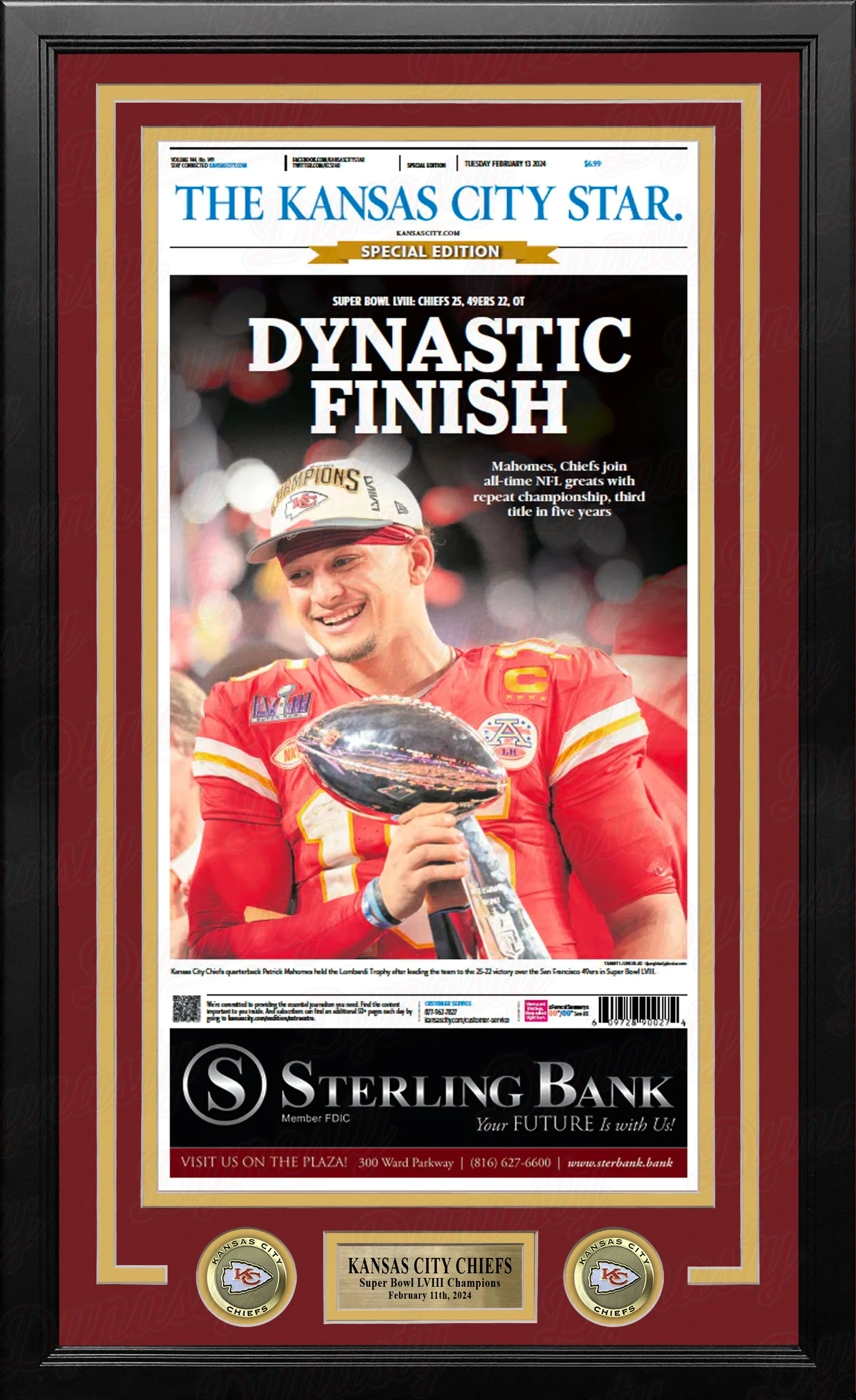 Patrick Mahomes Kansas City Chiefs Super Bowl Champions Framed Newspapers (3 Super Bowls) - Image 4