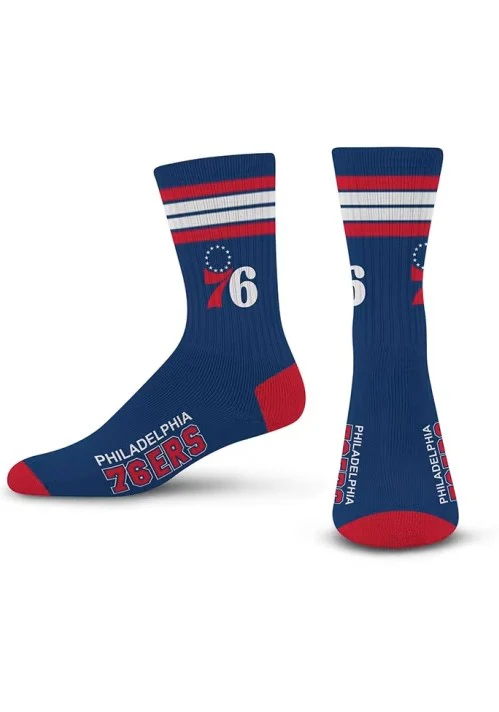 Philadelphia 76ers Men's 4 Stripe Deuce Socks - Blue