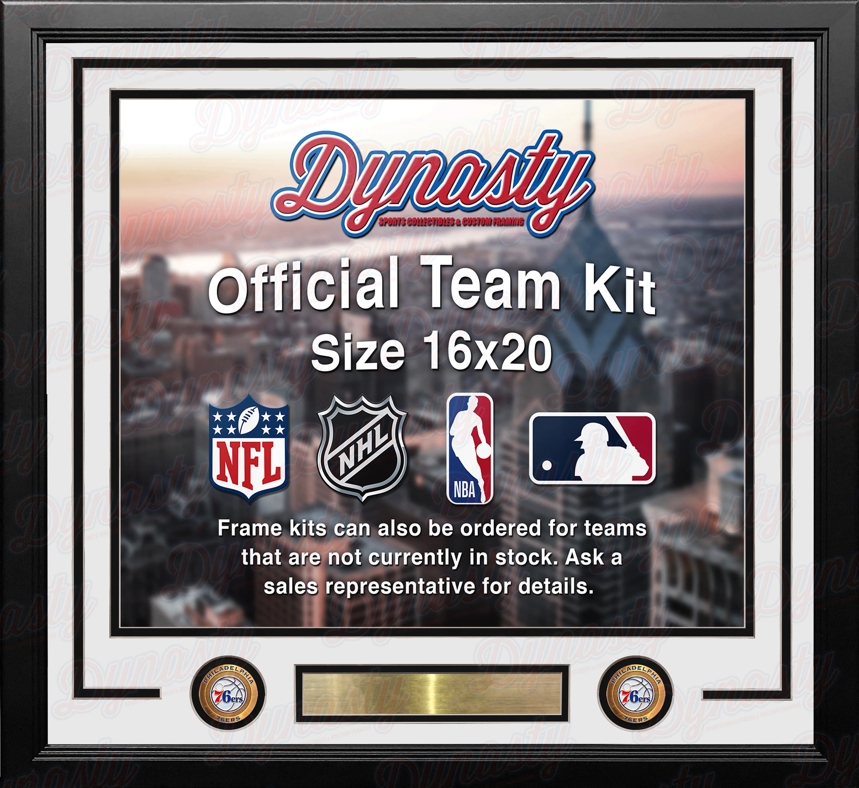 Philadelphia 76ers Throwback Custom NBA Basketball 16x20 Picture Frame Kit (Multiple Colors) - Image 3