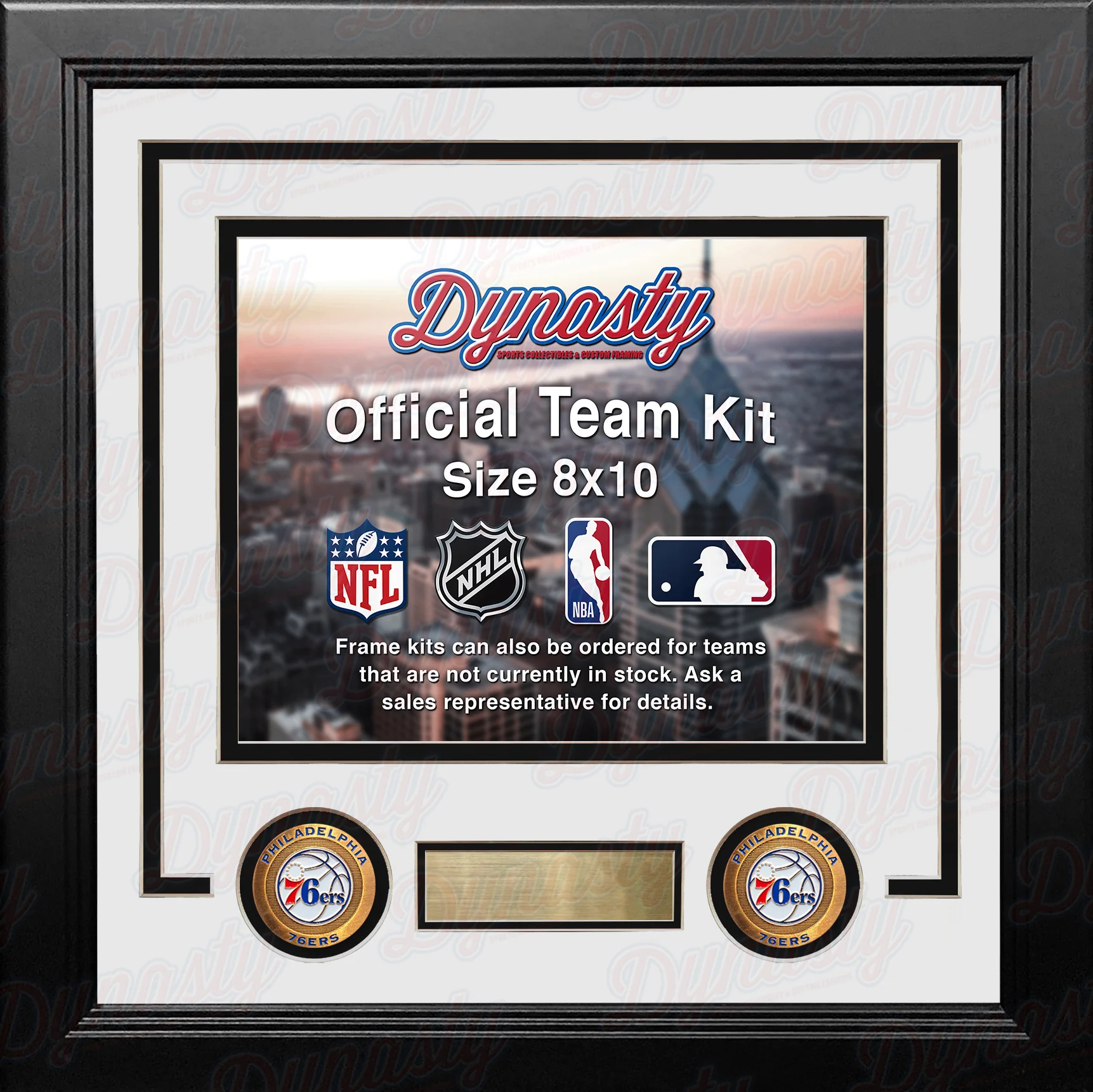 Philadelphia 76ers Throwback Custom NBA Basketball 8x10 Picture Frame Kit (Multiple Colors) - Image 3