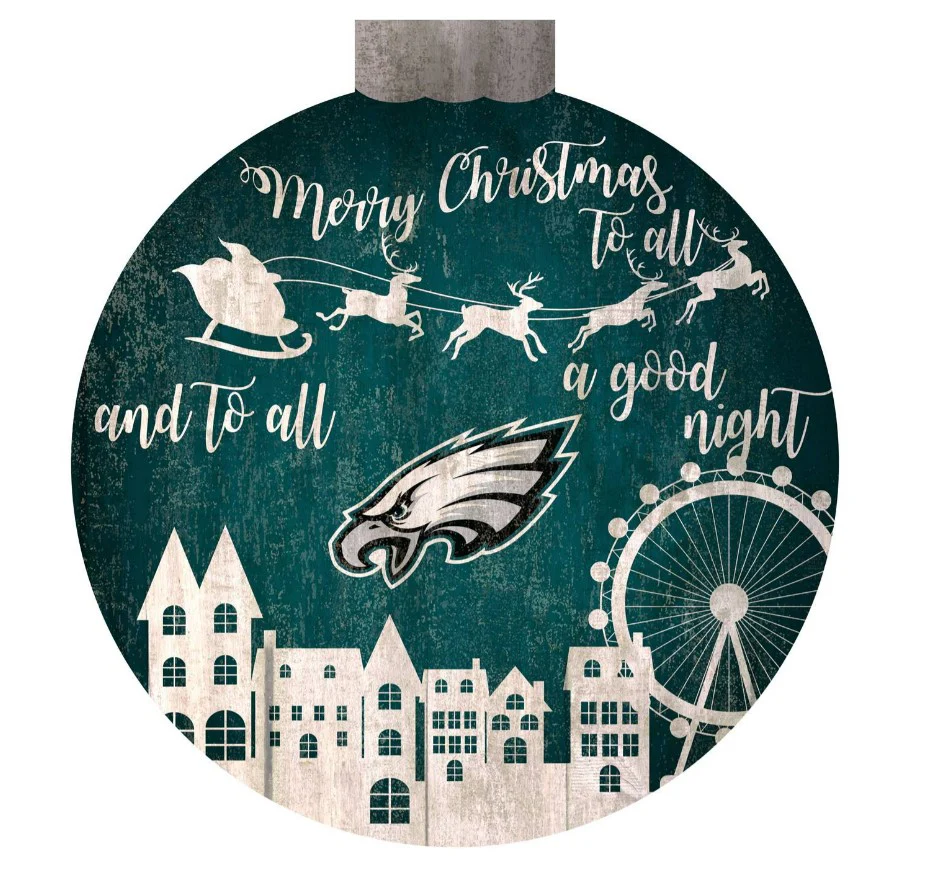 Philadelphia Eagles 12" Christmas Village Wall Art Wood Sign