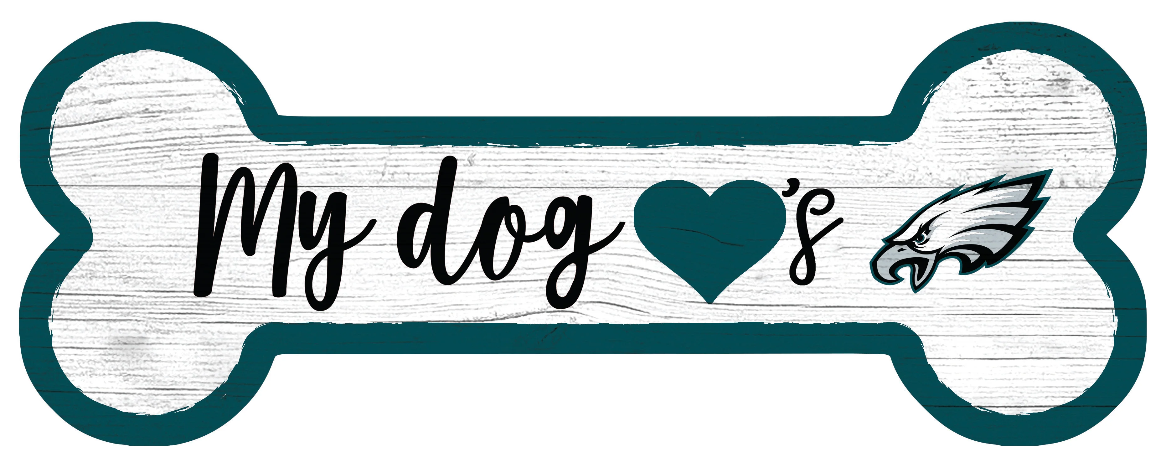 Philadelphia Eagles Football Dog Bone White Wooden Sign