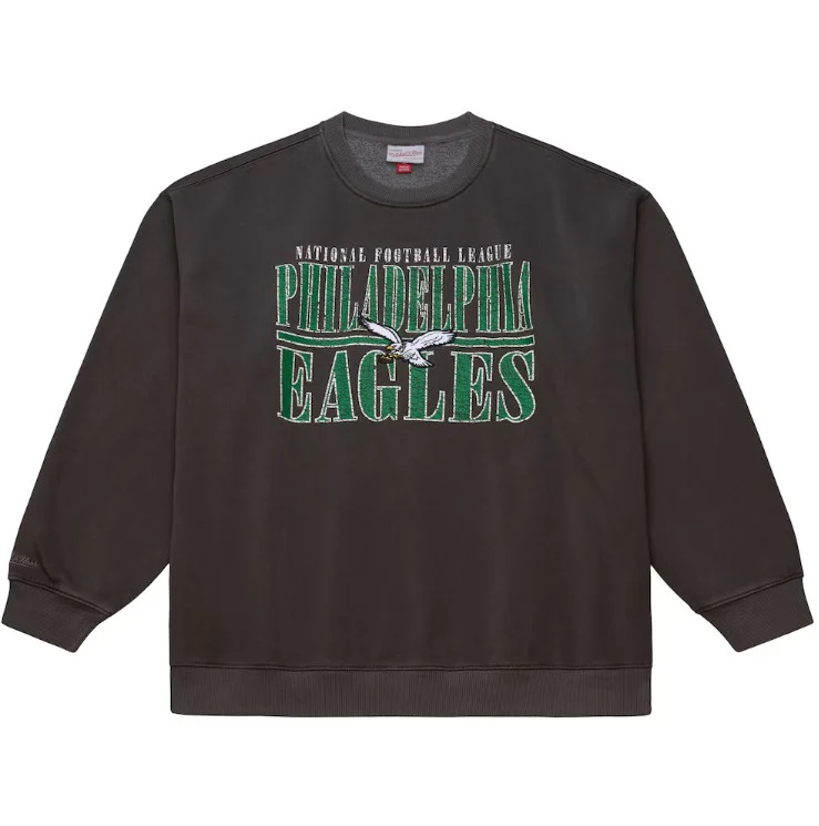 Philadelphia Eagles Mitchell & Ness Downtown Crew Vintage Logo Sweatshirt - Black