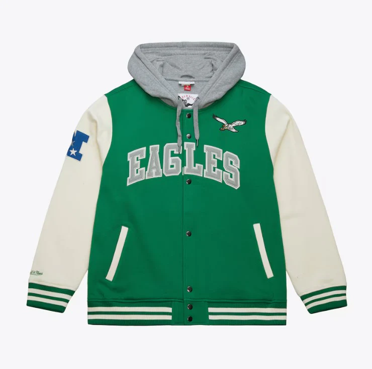 Philadelphia Eagles Mitchell & Ness Courtside Fleece Button Front Jacket