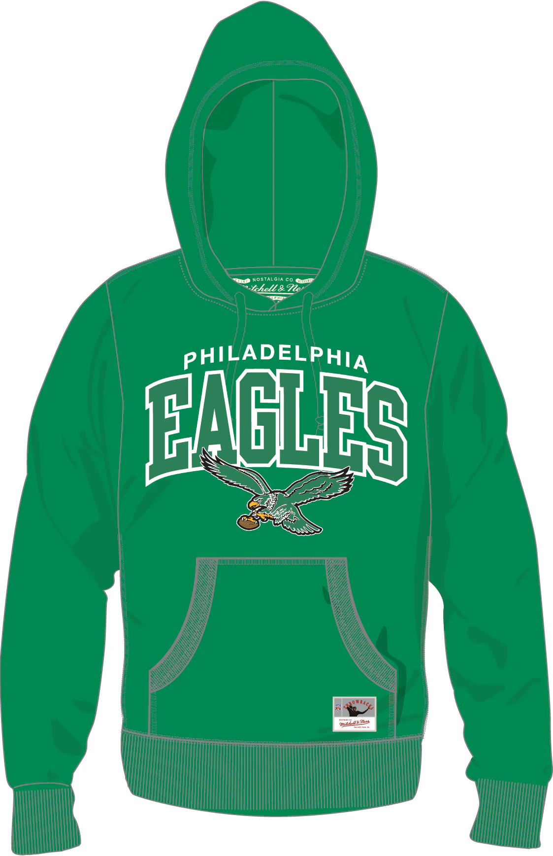 Philadelphia Eagles Mitchell & Ness Kelly Green Logo Arch Hoodie