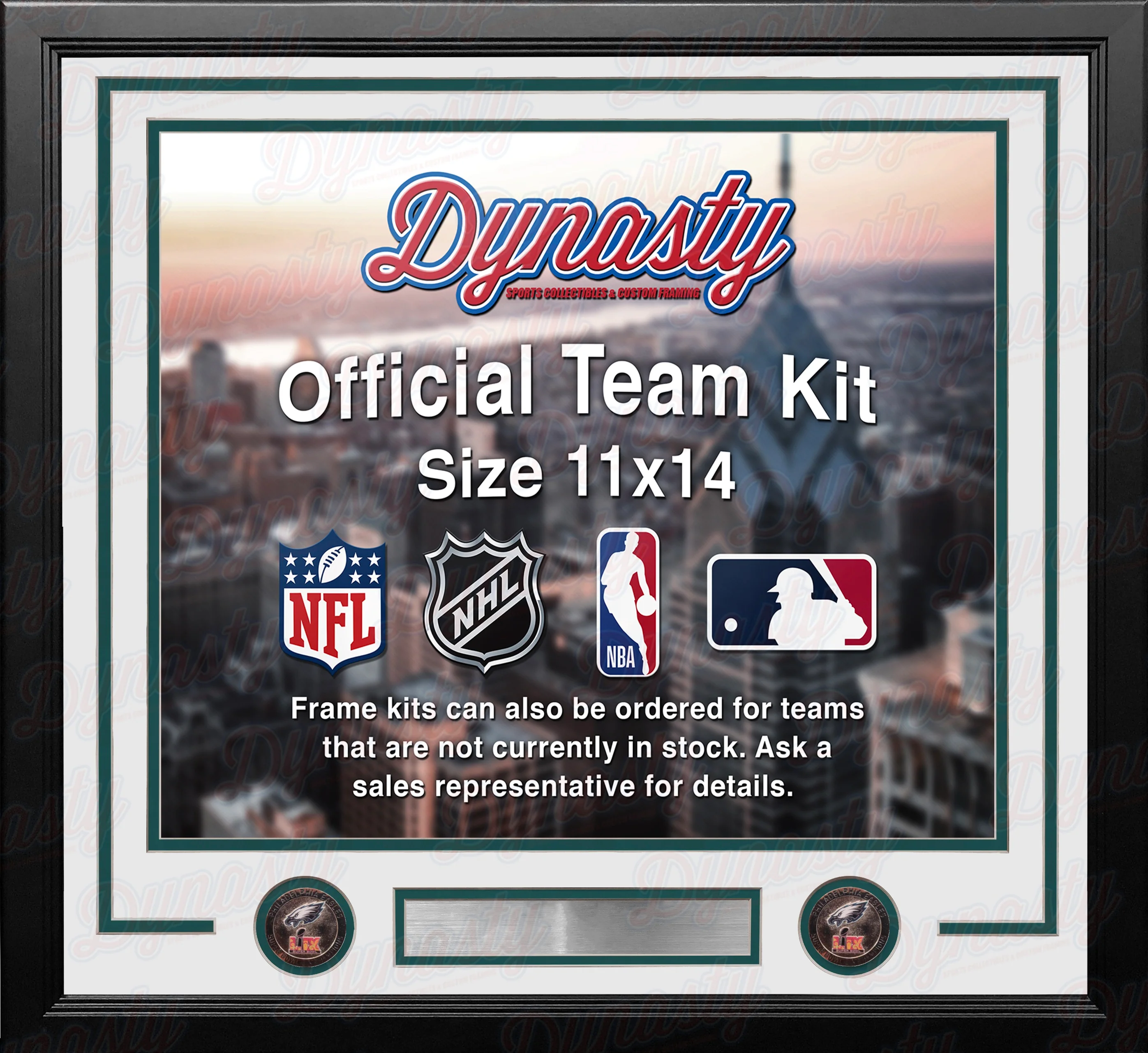 Philadelphia Eagles Super Bowl LIX Champions Custom NFL Football 11x14 Picture Frame Kit (3 Colors) - Image 3
