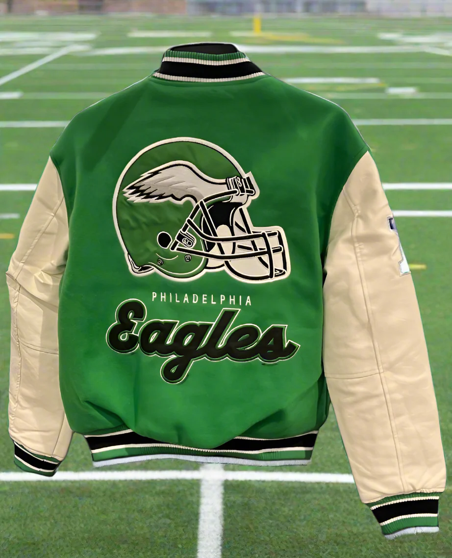 Philadelphia Eagles Throwback Kelly Green Bomber Jacket - Image 2