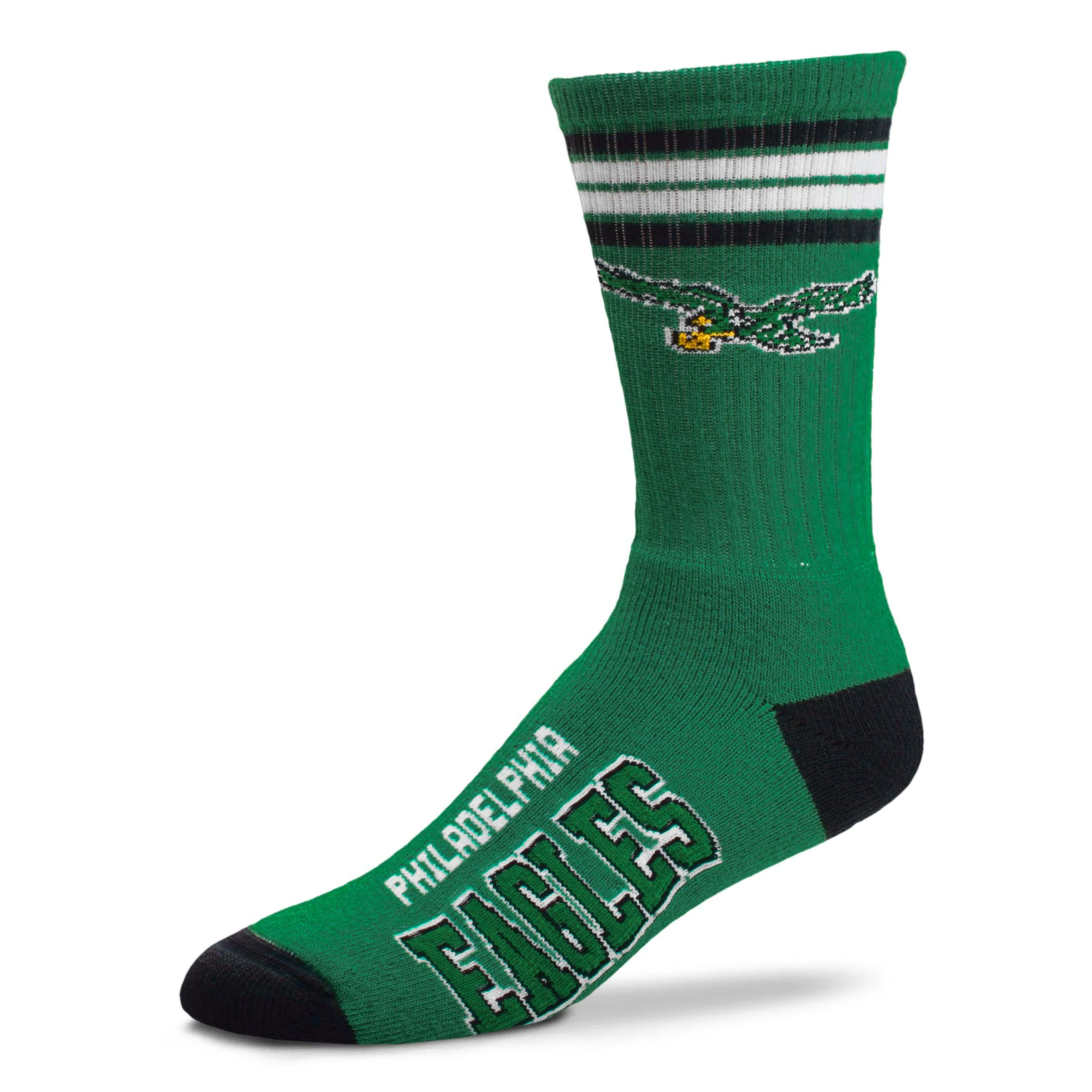 Philadelphia Eagles Throwback Men's 4 Stripe Deuce Socks