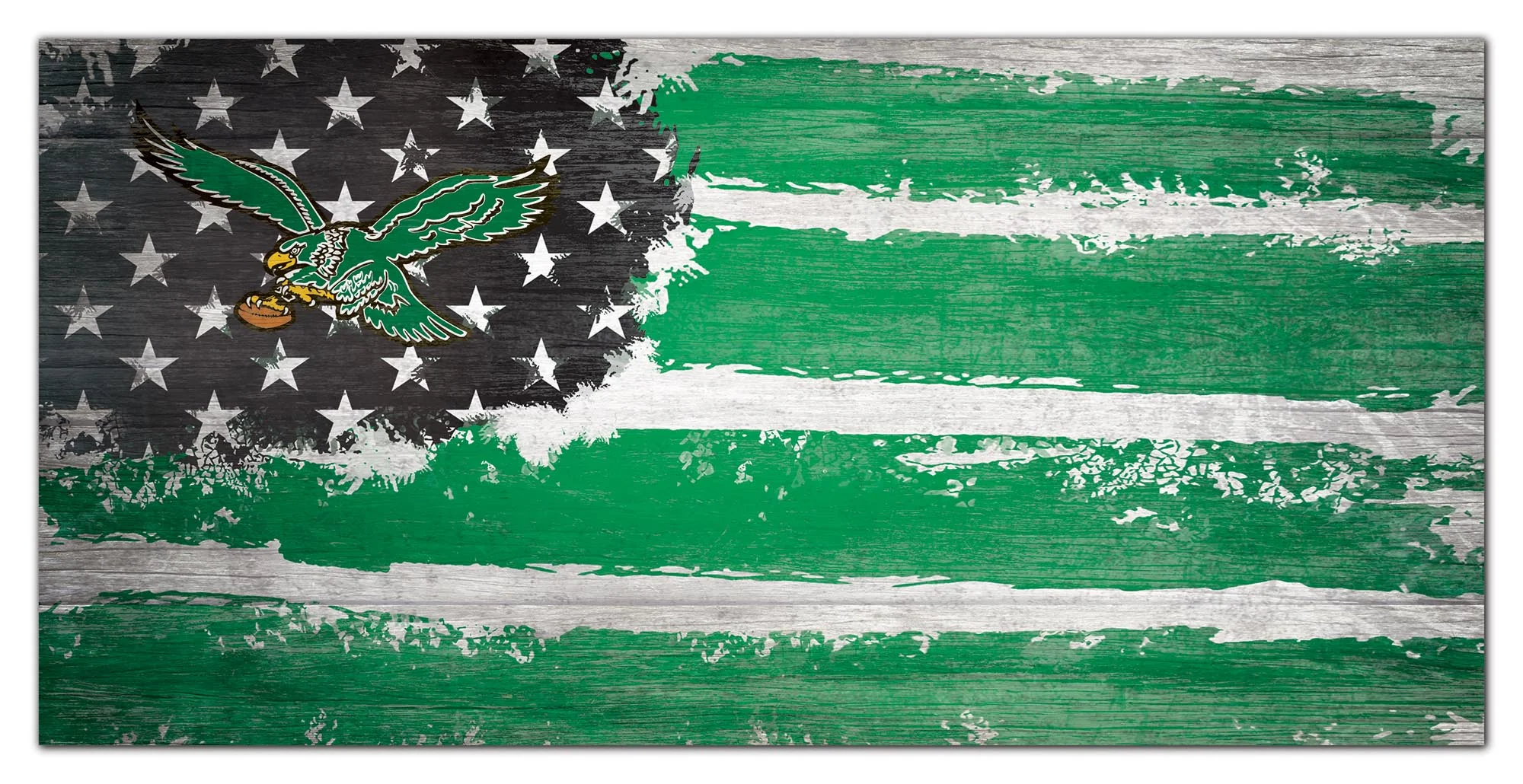 Philadelphia Eagles Throwback Team Flag Wooden Sign