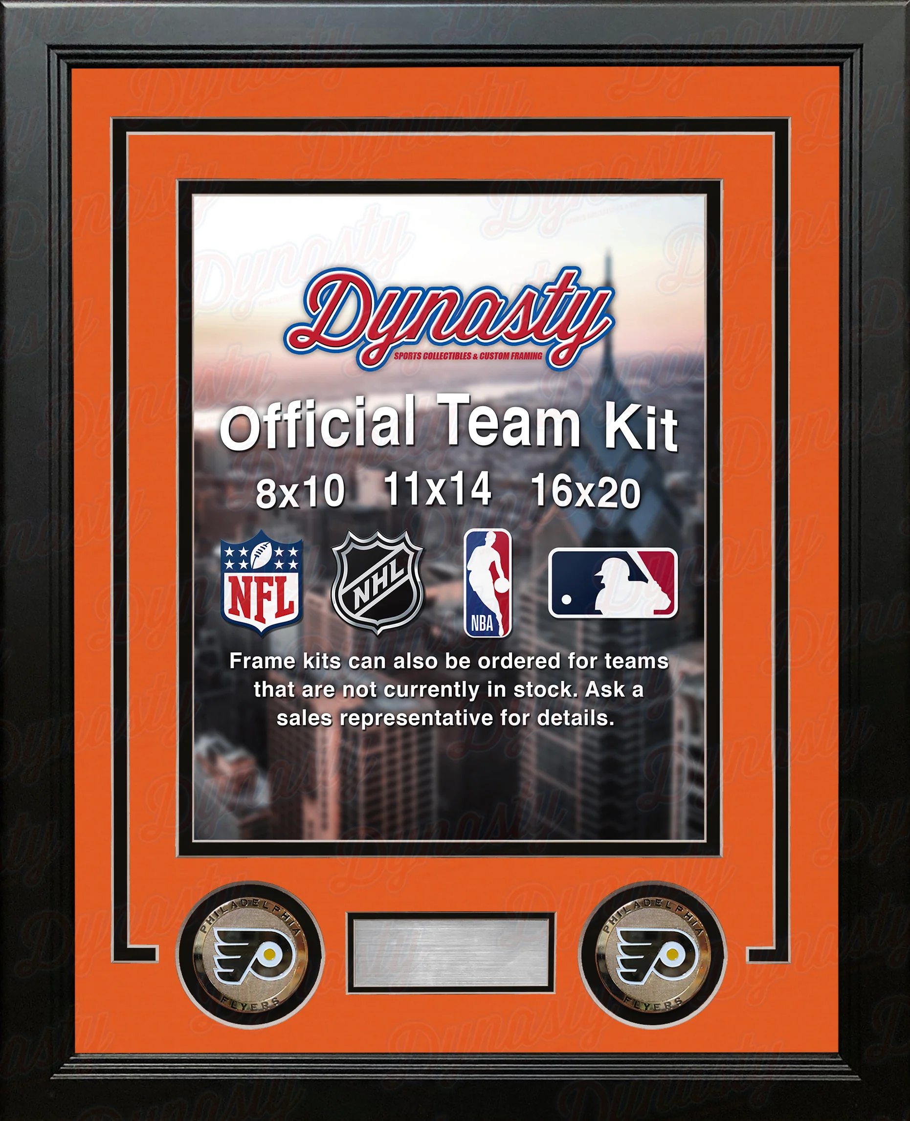 Philadelphia Flyers NHL Hockey Photo Picture Frame (Orange Matting, Black Trim) - Image 2
