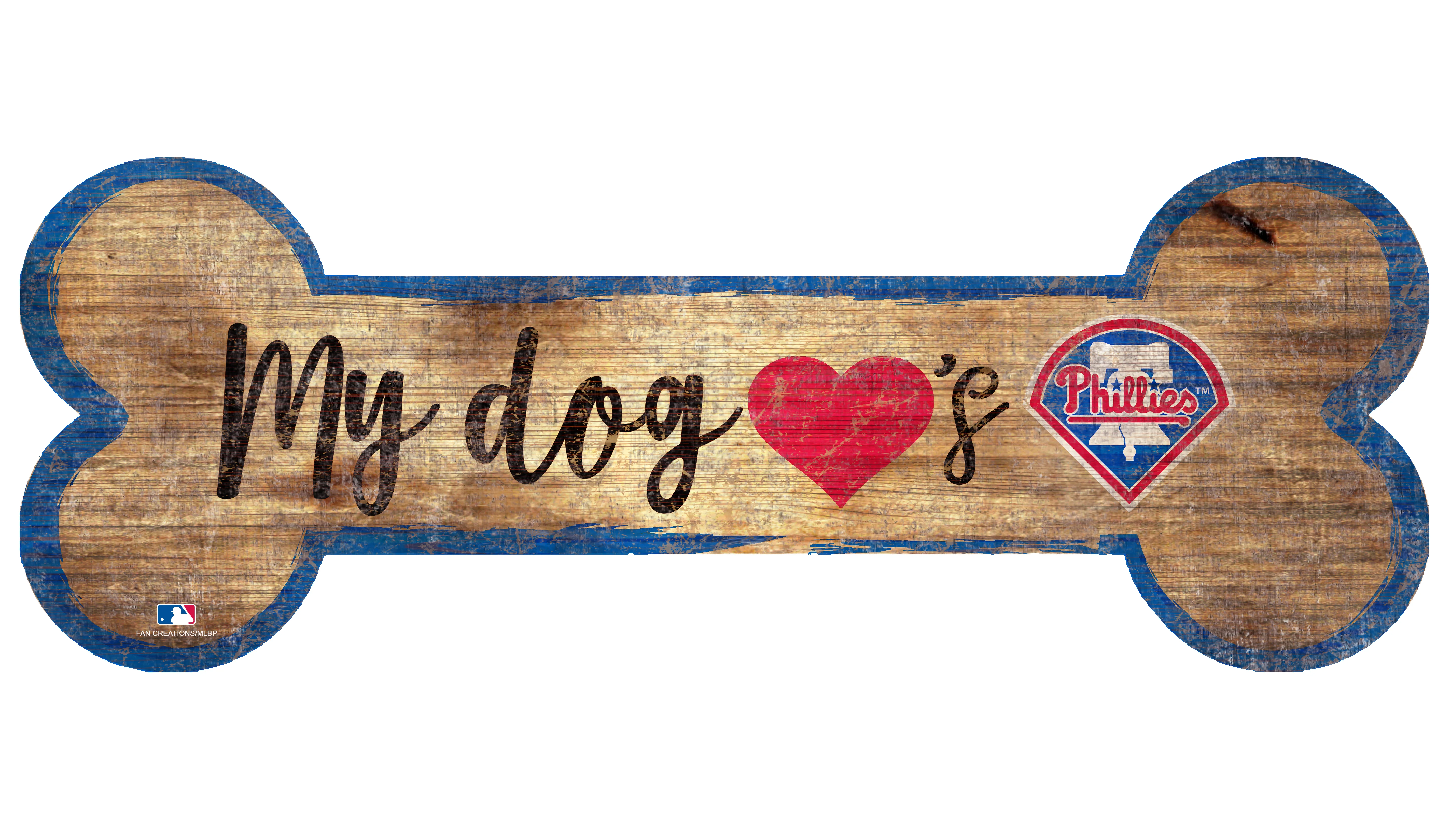 Philadelphia Phillies Baseball Dog Bone Wooden Sign