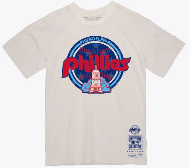 Philadelphia Phillies Freedom Mitchell & Ness Throwback T-Shirt- Cream