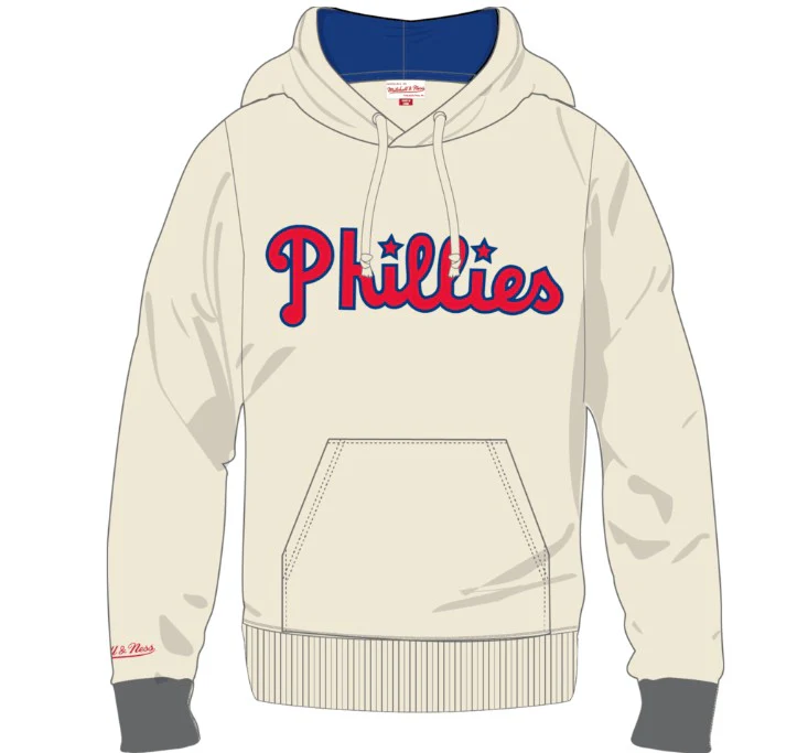 Philadelphia Phillies Mitchell & Ness Cream Fleece Crewneck Pullover Hoodie