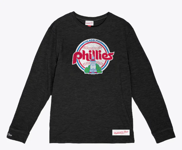 Philadelphia Phillies Mitchell & Ness Throwback Long Sleeve Shirt - Black