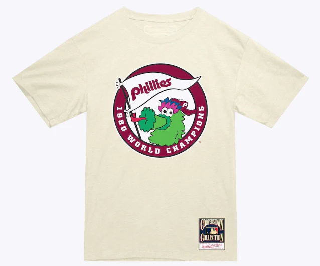 Philadelphia Phillies Phillie Phanatic Banner Mitchell & Ness T-Shirt- Cream