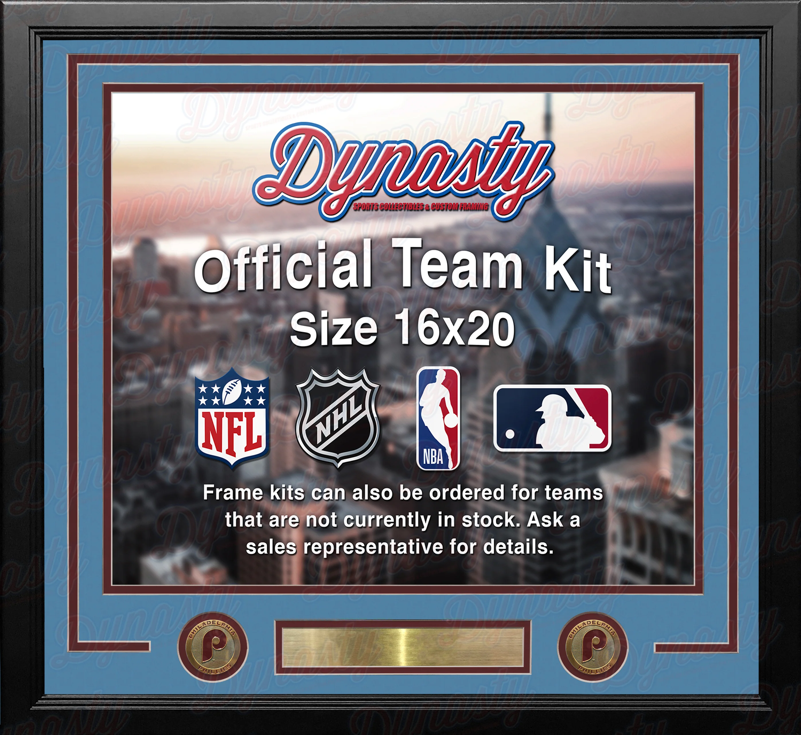 Philadelphia Phillies Throwback Custom MLB Baseball 16x20 Picture Frame Kit (Multiple Colors) - Image 3