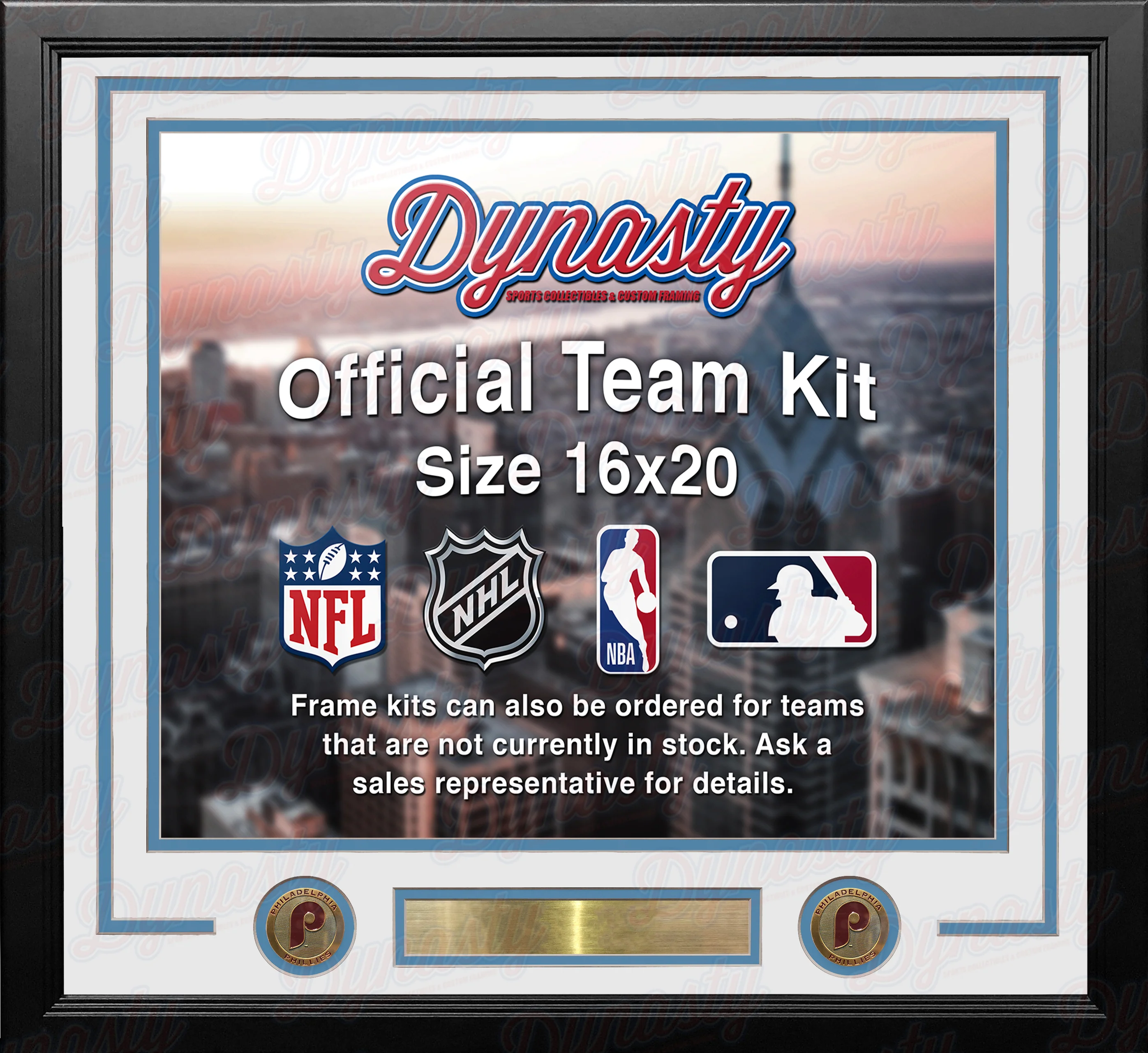 Philadelphia Phillies Throwback Custom MLB Baseball 16x20 Picture Frame Kit (Multiple Colors) - Image 6